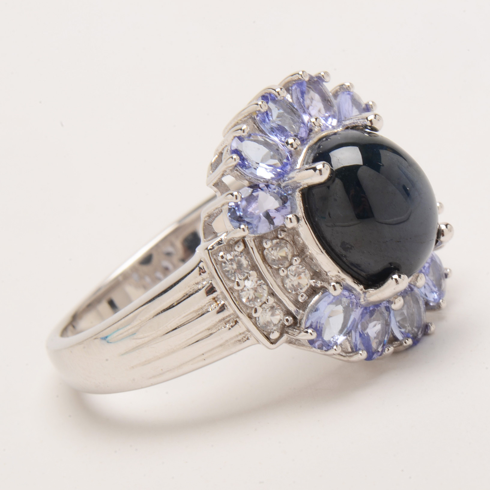 Sterling Silver Star Sapphire Ring with Tanzanite and Zircon