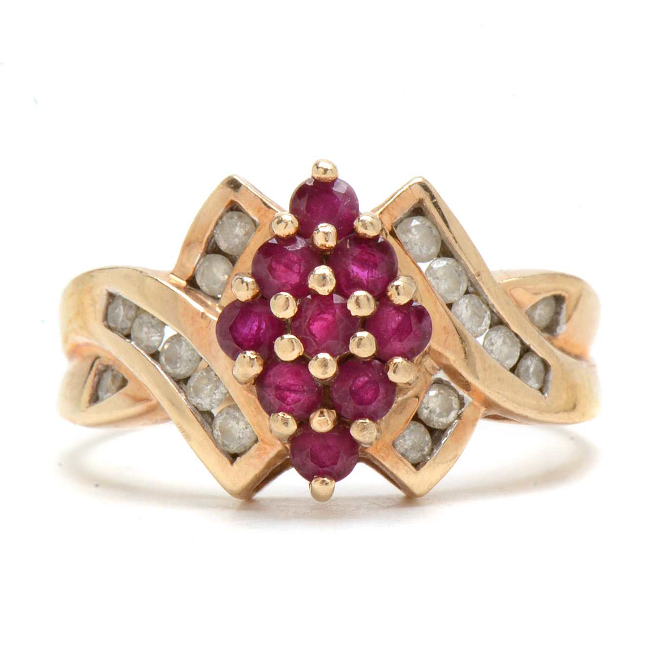 10K Yellow Gold Ruby and Diamond Ring