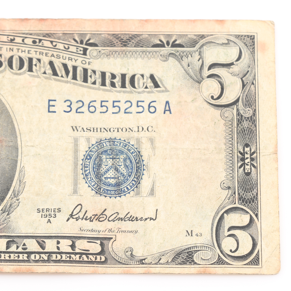Series 1953-A Blue Seal $5 Silver Certificate