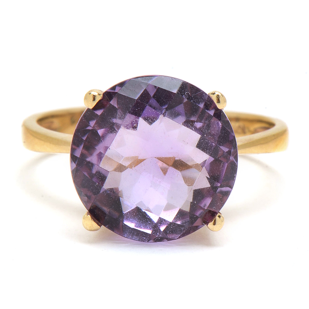 10K Yellow Gold Amethyst Solitaire Ring