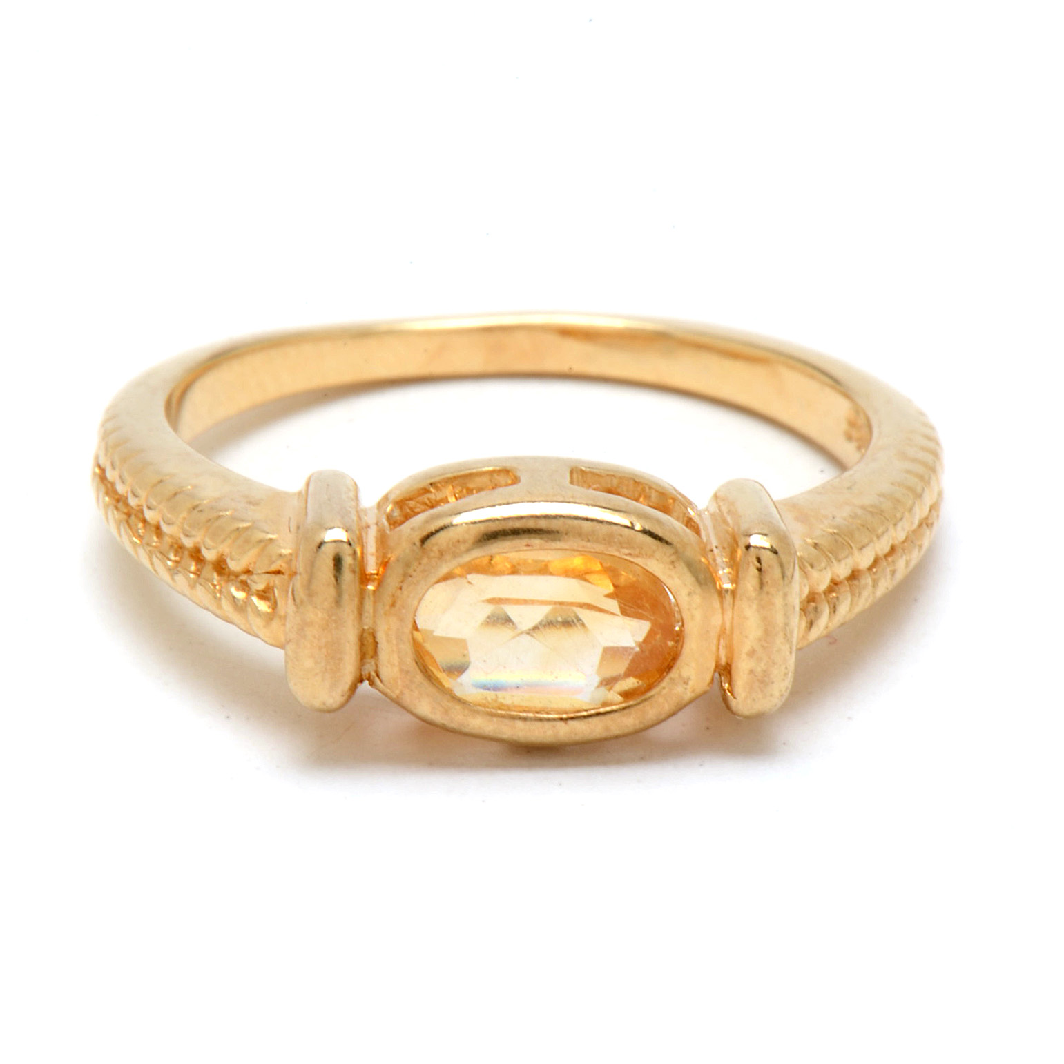 Dee Berkley Gold Wash Sterling Silver Ring with Citrine Stone