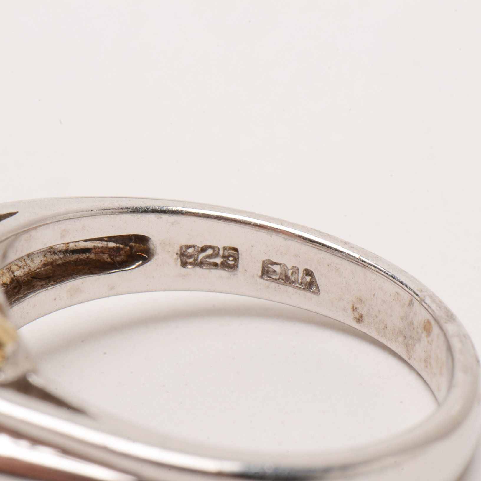 Six Sterling Amethyst Rings with Gold and Diamond Accents