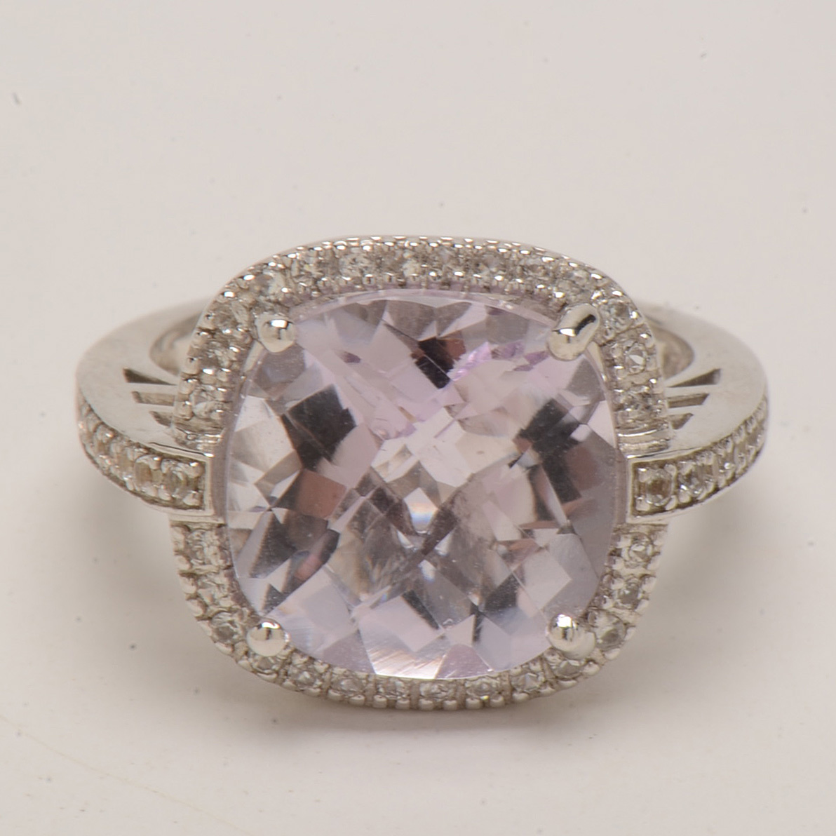 Three Sterling Amethyst Rings with White Topaz Accents