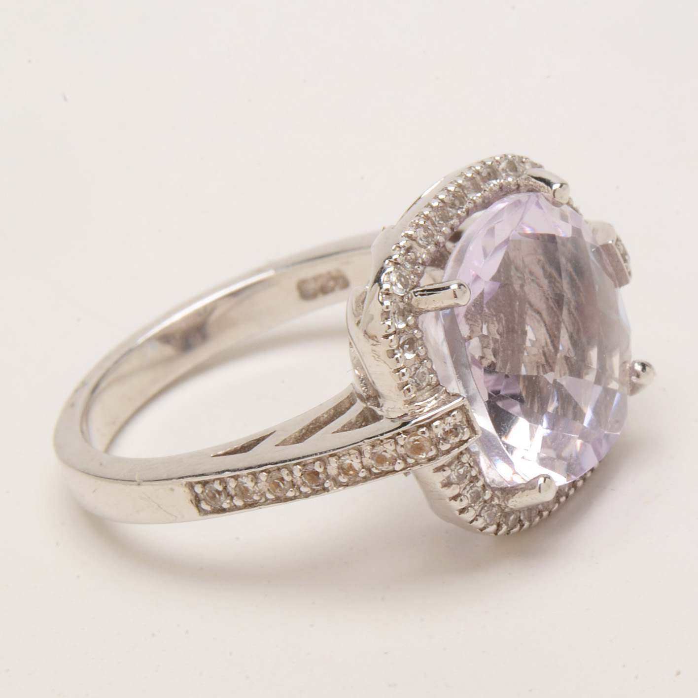 Three Sterling Amethyst Rings with White Topaz Accents