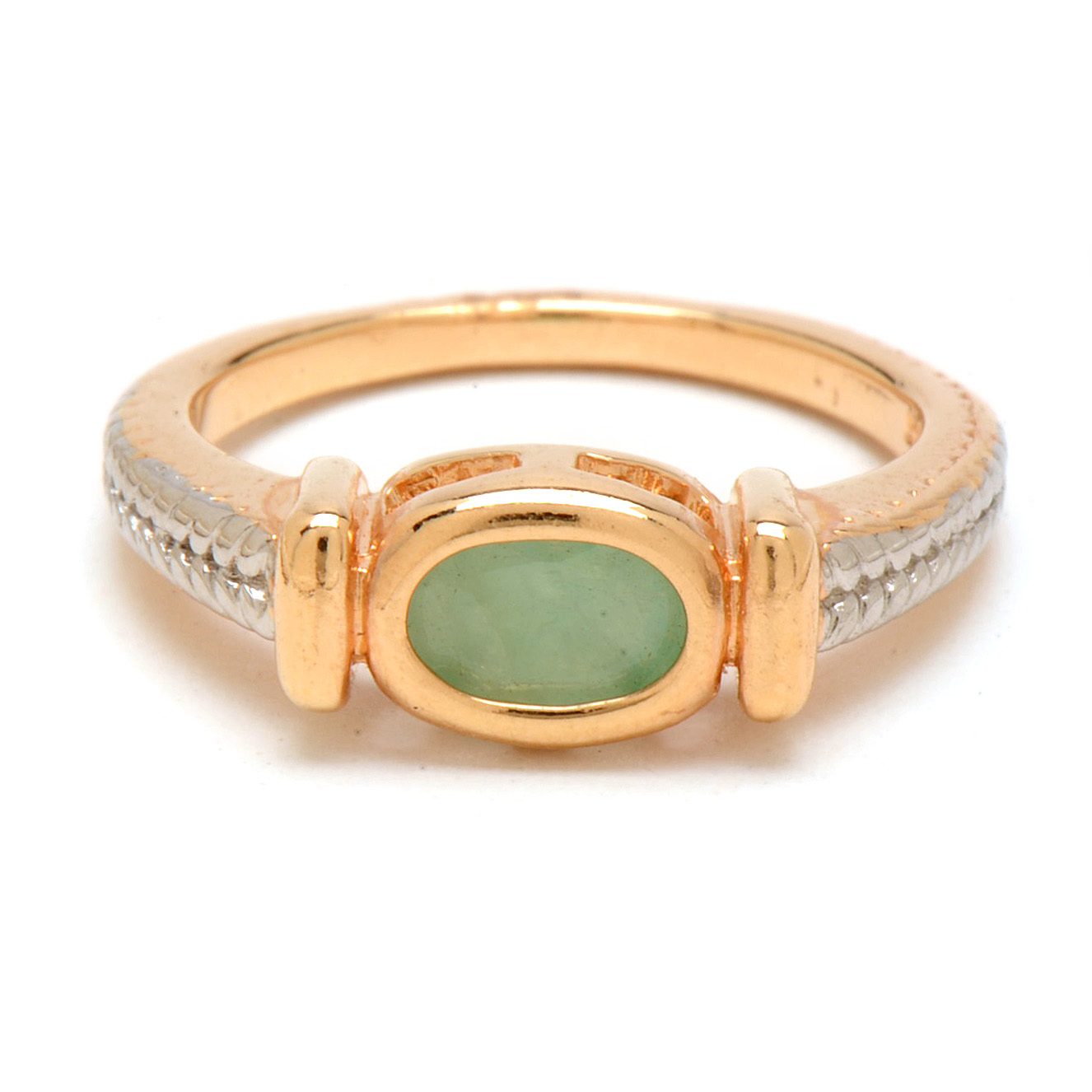 Dee Berkley Gold Wash Sterling Silver Ring with Green Beryl Stone
