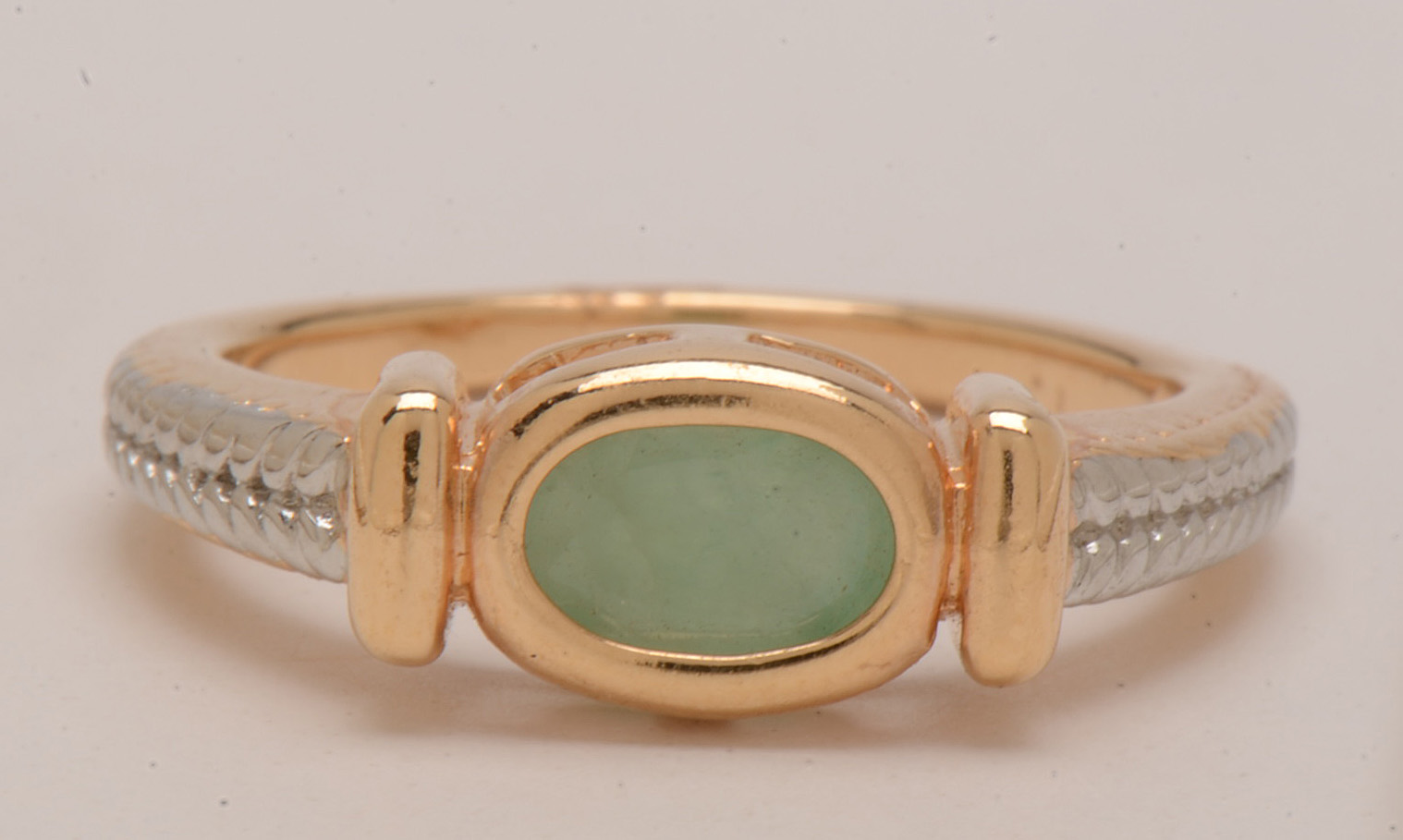 Dee Berkley Gold Wash Sterling Silver Ring with Green Beryl Stone
