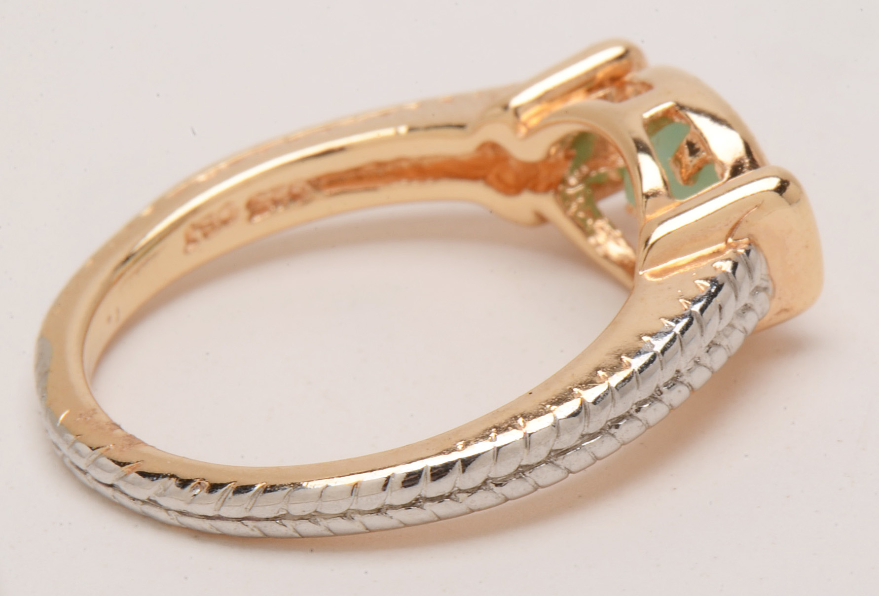 Dee Berkley Gold Wash Sterling Silver Ring with Green Beryl Stone