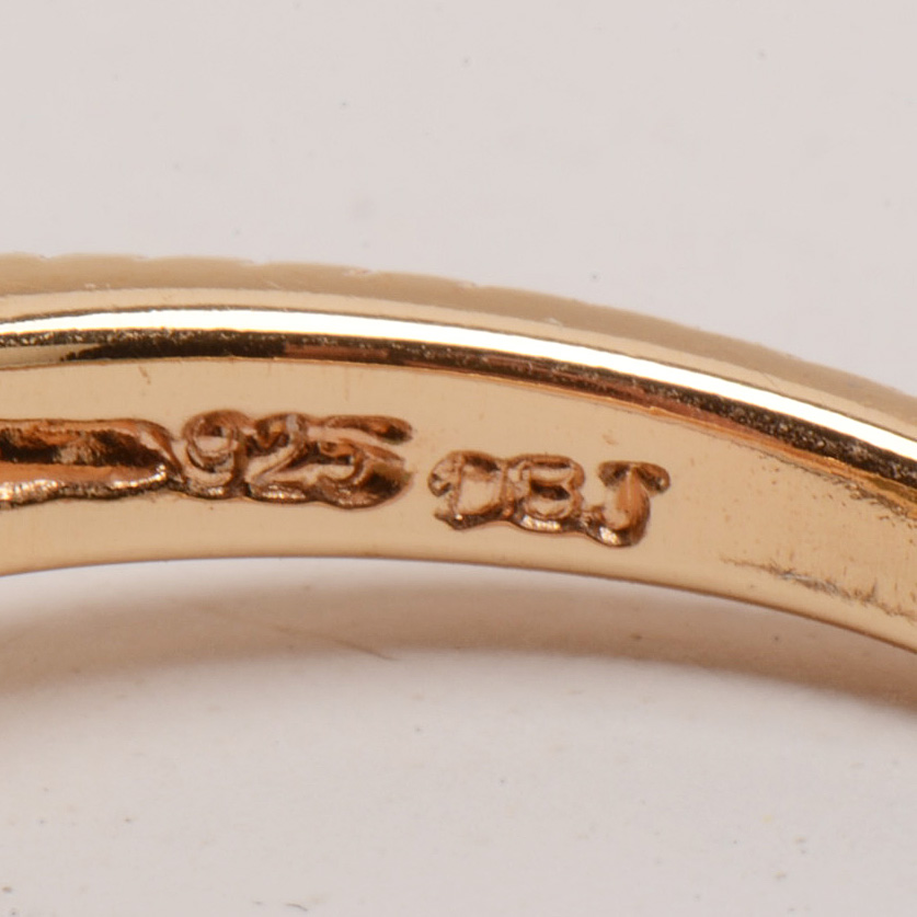 Dee Berkley Gold Wash Sterling Silver Ring with Green Beryl Stone