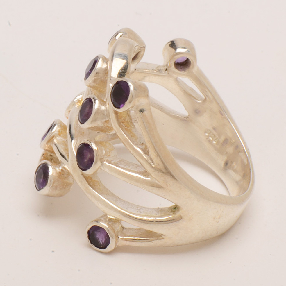 Sterling Rings Featuring Iolite and Amethyst