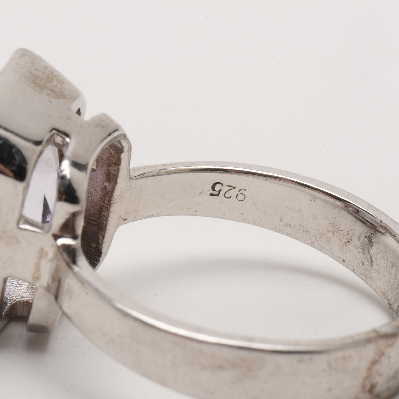 Four Contemporary Sterling Amethyst Rings