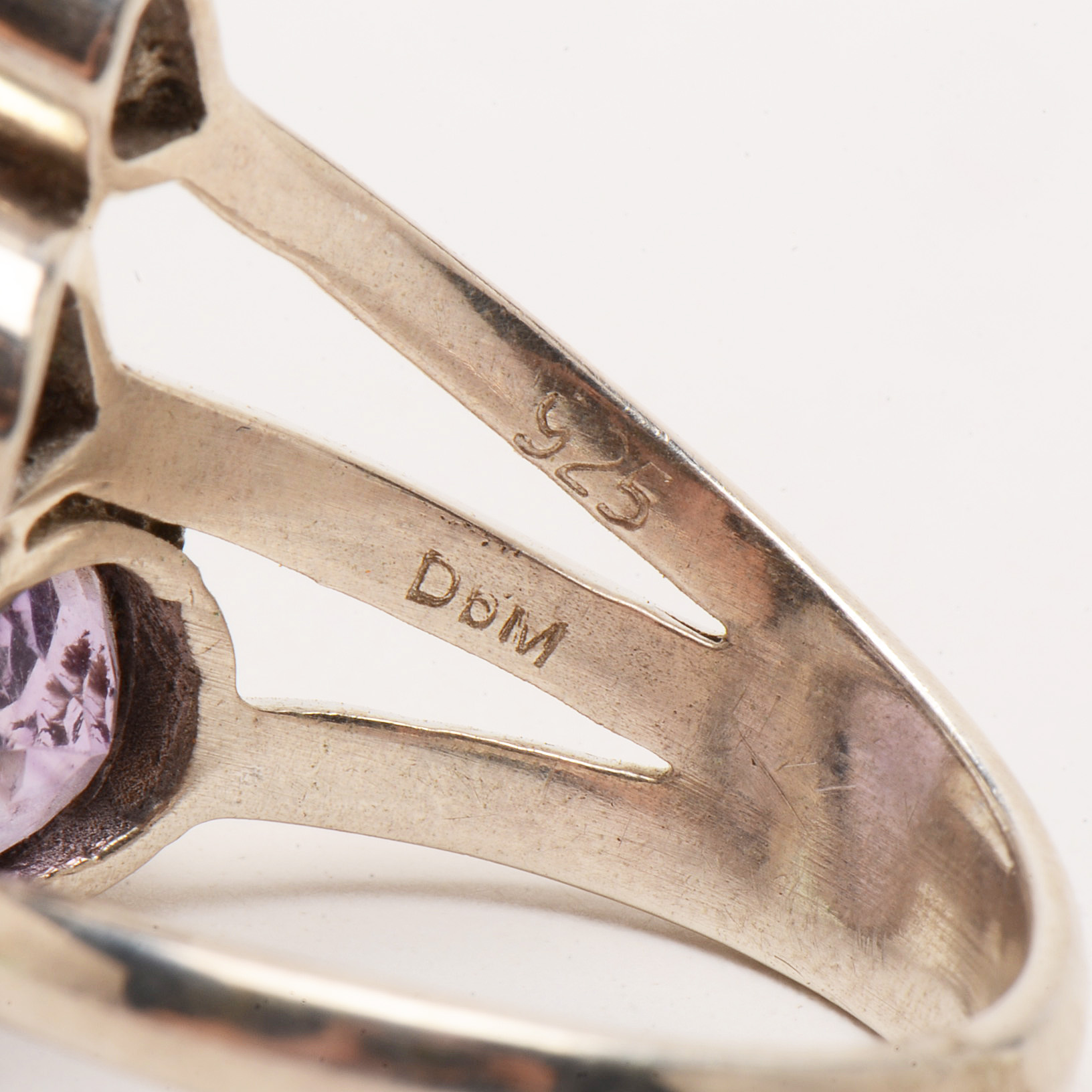 Four Contemporary Sterling Amethyst Rings