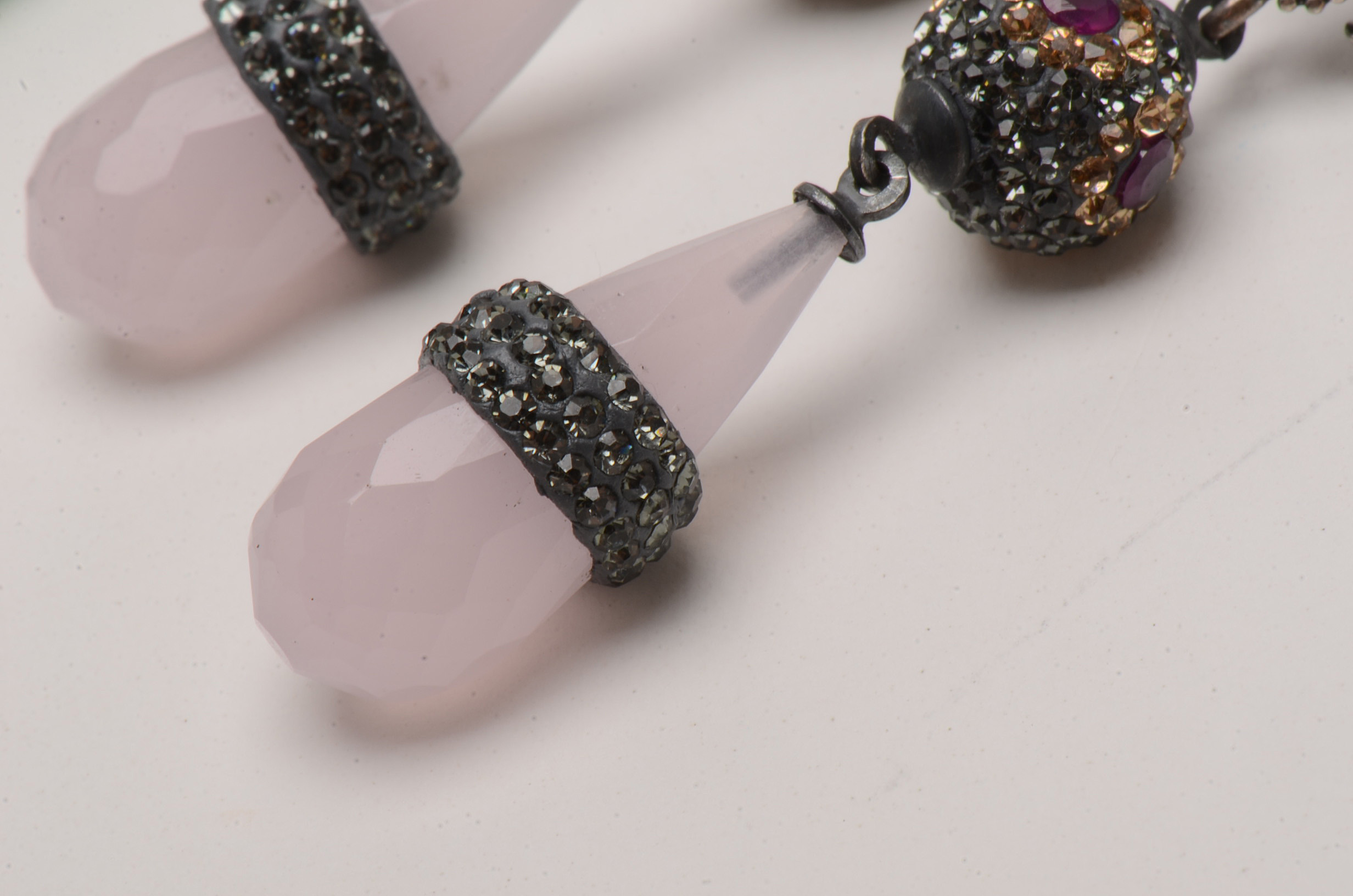 Three Pairs Stone Briolette Drop Earrings with Sterling Posts