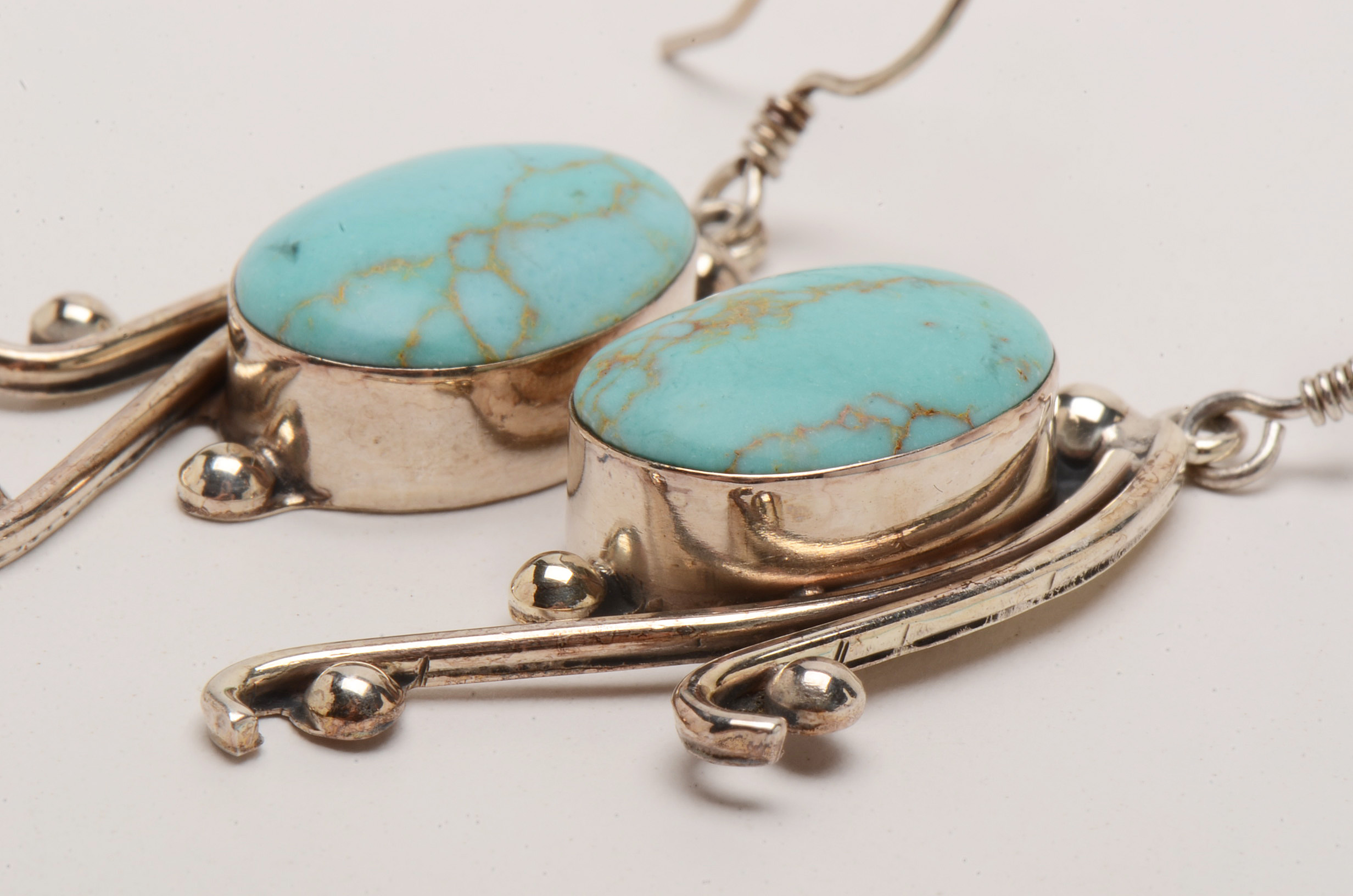 Sterling Dyed Howlite Earrings and Pendant