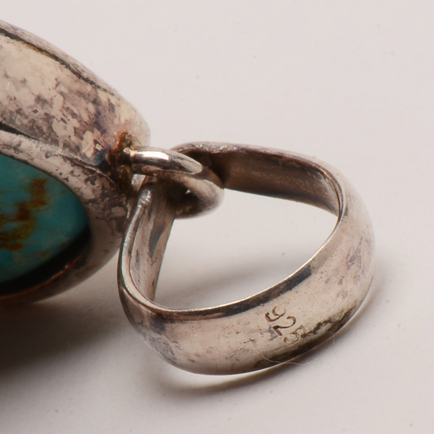 Sterling Slide Pendant Set with Turquoise