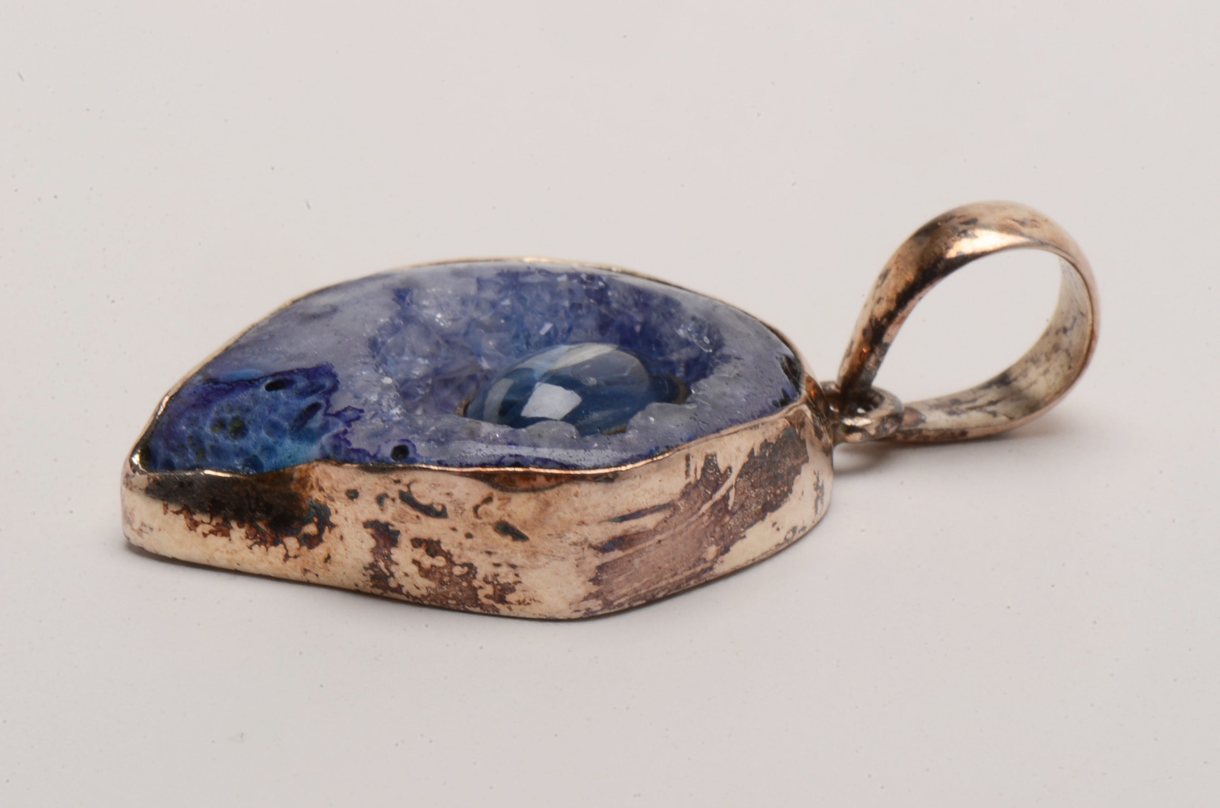 Sterling Slide Pendant Set with Kyanite and Dyed Agate