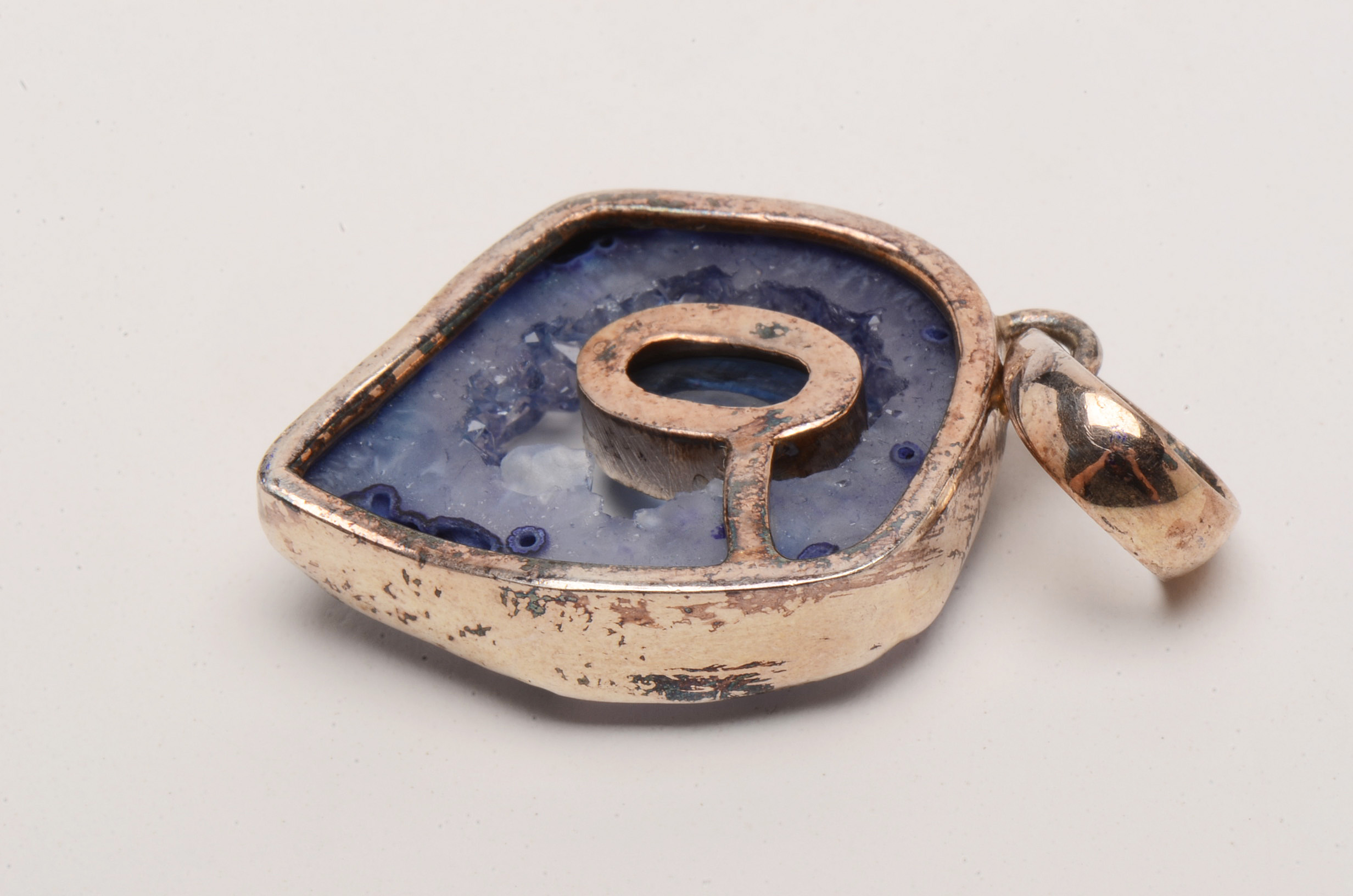 Sterling Slide Pendant Set with Kyanite and Dyed Agate