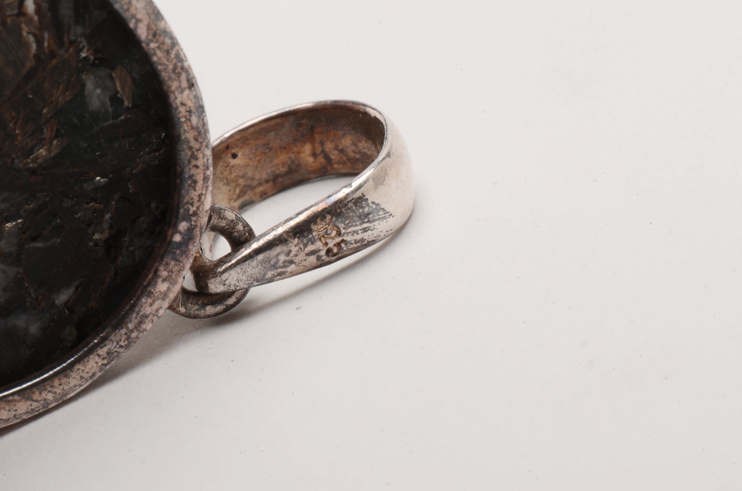 Sterling Actinolite Slide Pendant with Bronzite Inclusions