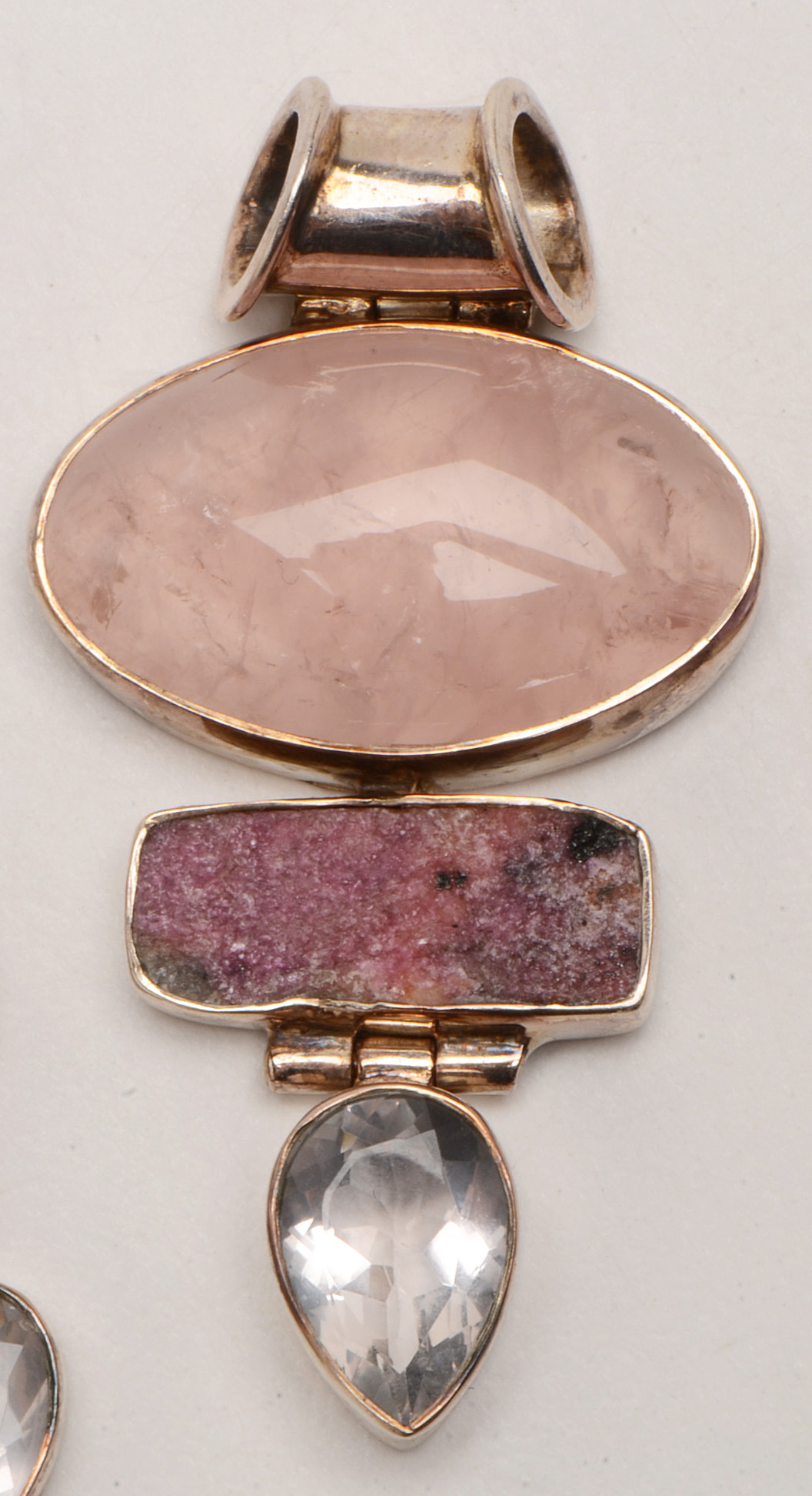 Sterling Pendants with Quartz, Calcite, Garnet, and Tourmaline