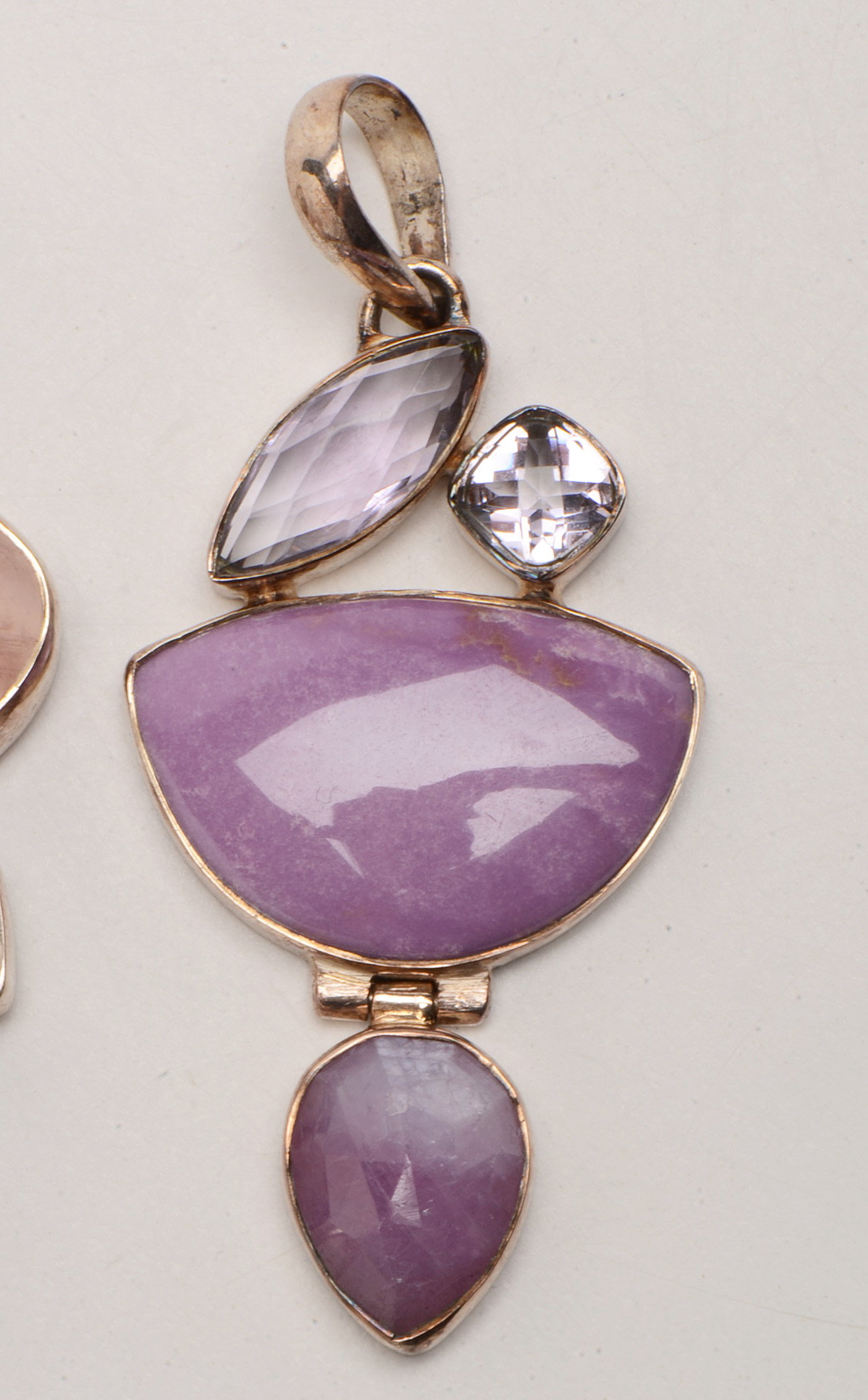 Sterling Pendants with Quartz, Calcite, Garnet, and Tourmaline