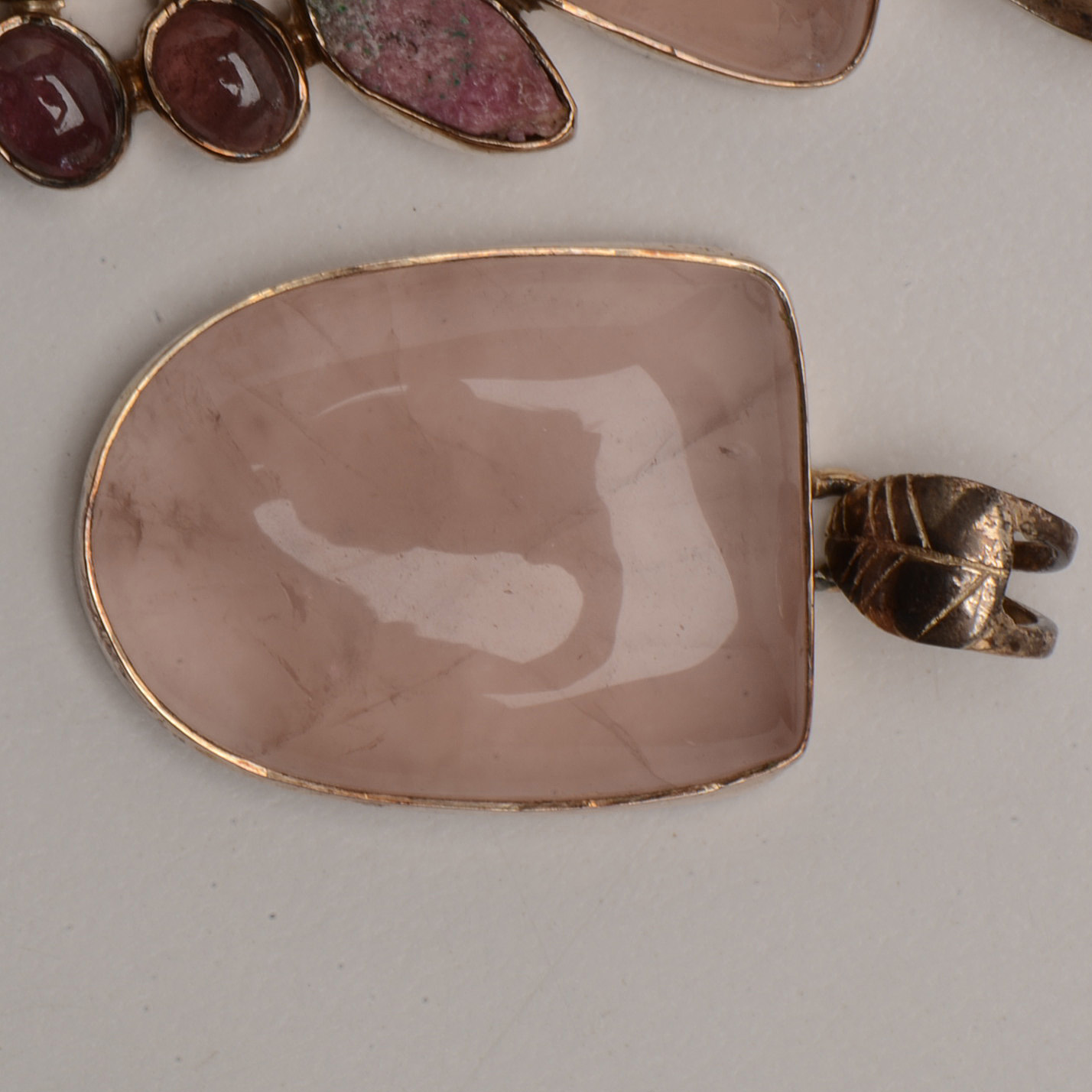 Sterling Pendants with Quartz, Calcite, Garnet, and Tourmaline