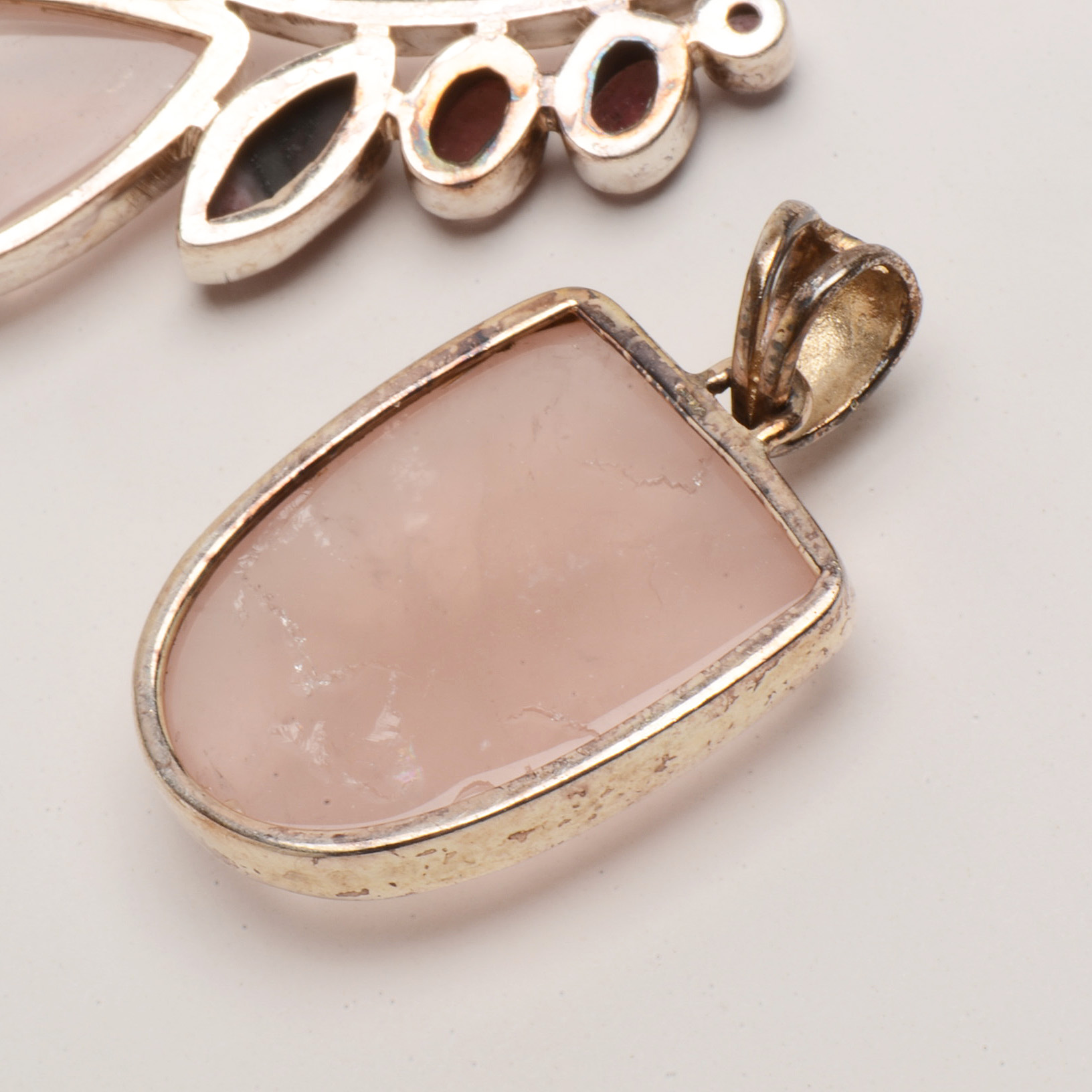 Sterling Pendants with Quartz, Calcite, Garnet, and Tourmaline