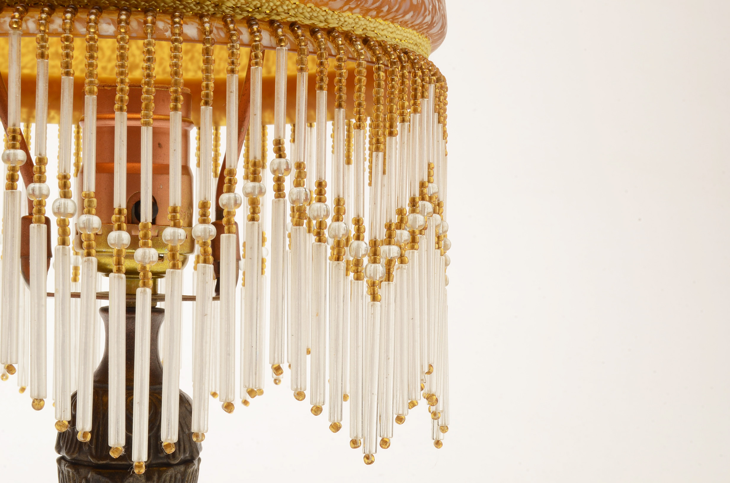 Pair of Table Lamps with Art Glass Shades