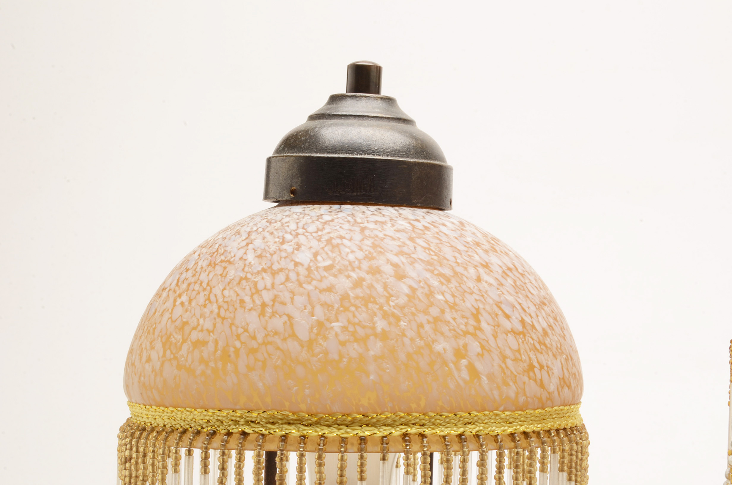 Pair of Table Lamps with Art Glass Shades