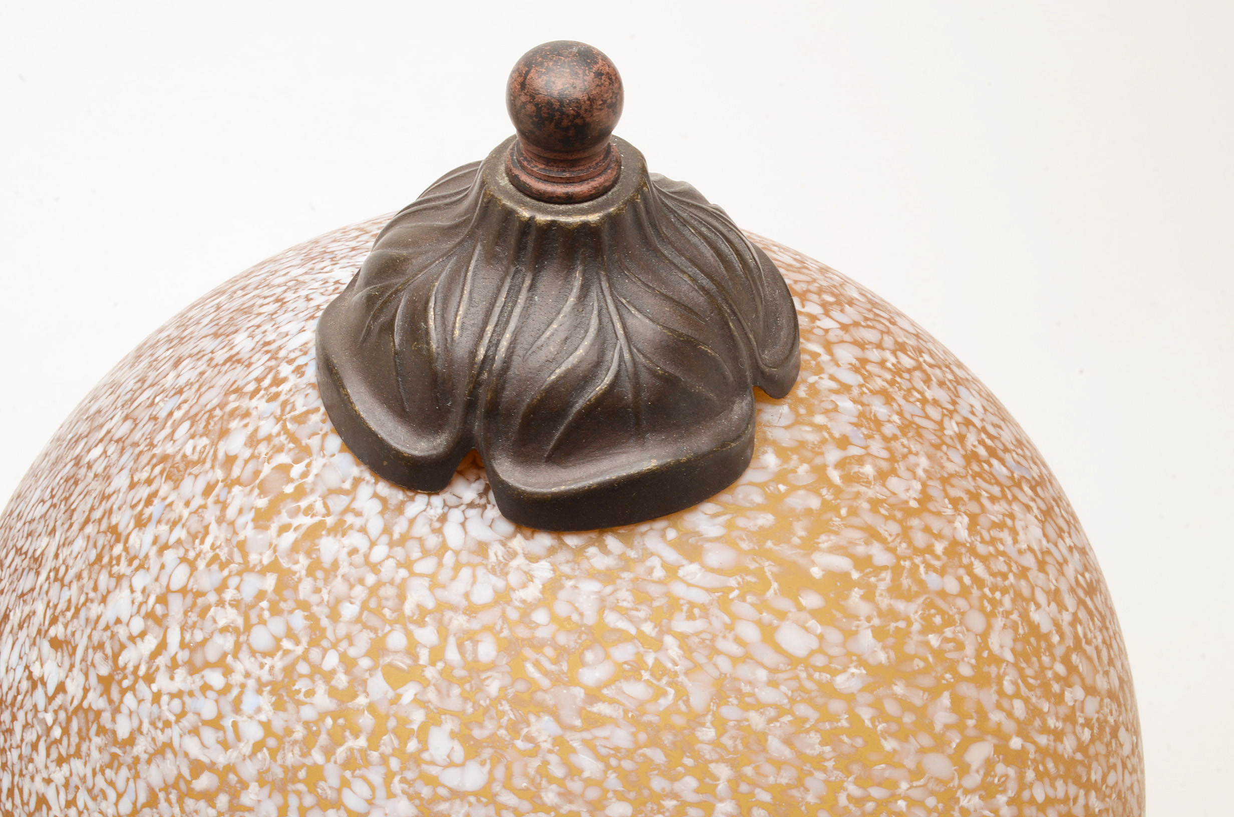 Pair of Table Lamps with Art Glass Shades