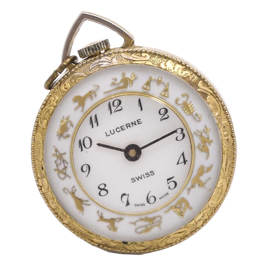 Lucerne Gold Tone Pocket Watch