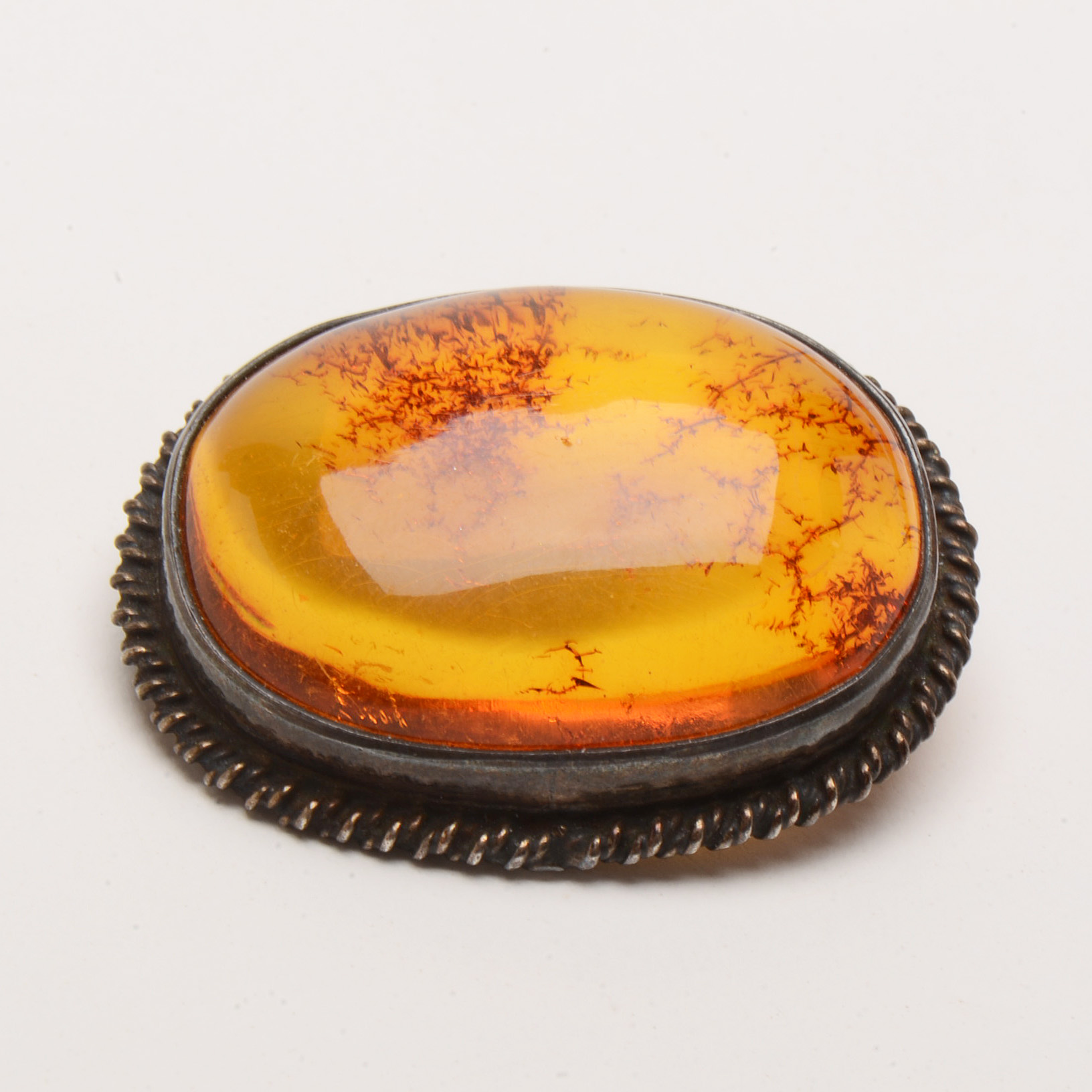 Amber Necklace with Earrings and Brooch in Sterling Settings