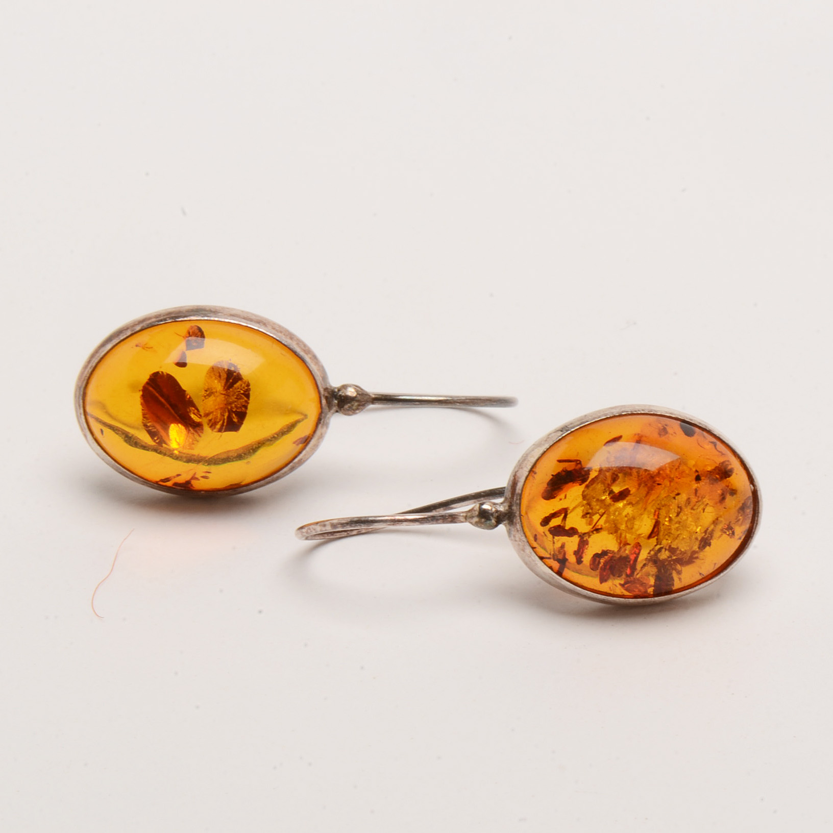 Amber Necklace with Earrings and Brooch in Sterling Settings