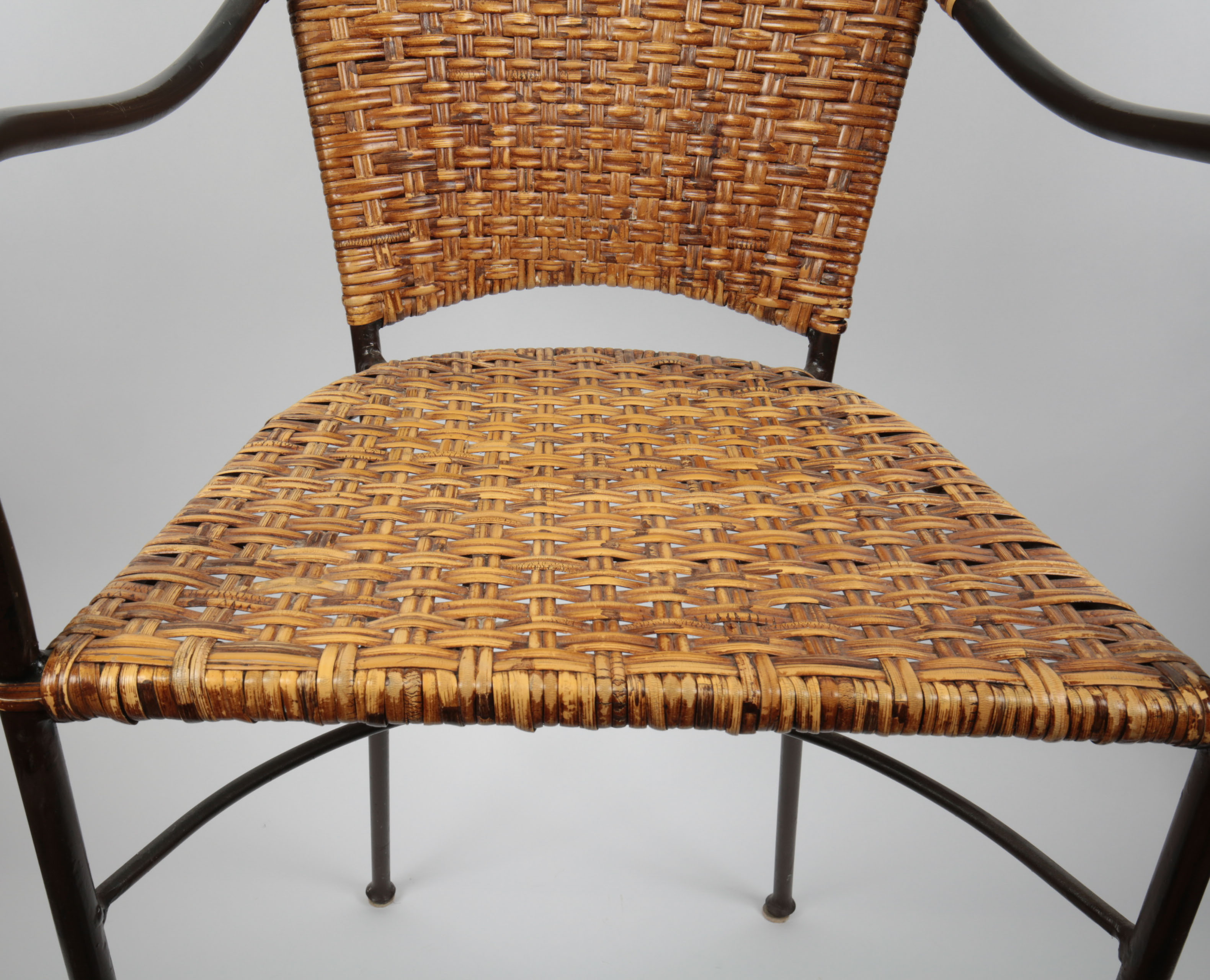 Pair of Rattan and Metal Barstools