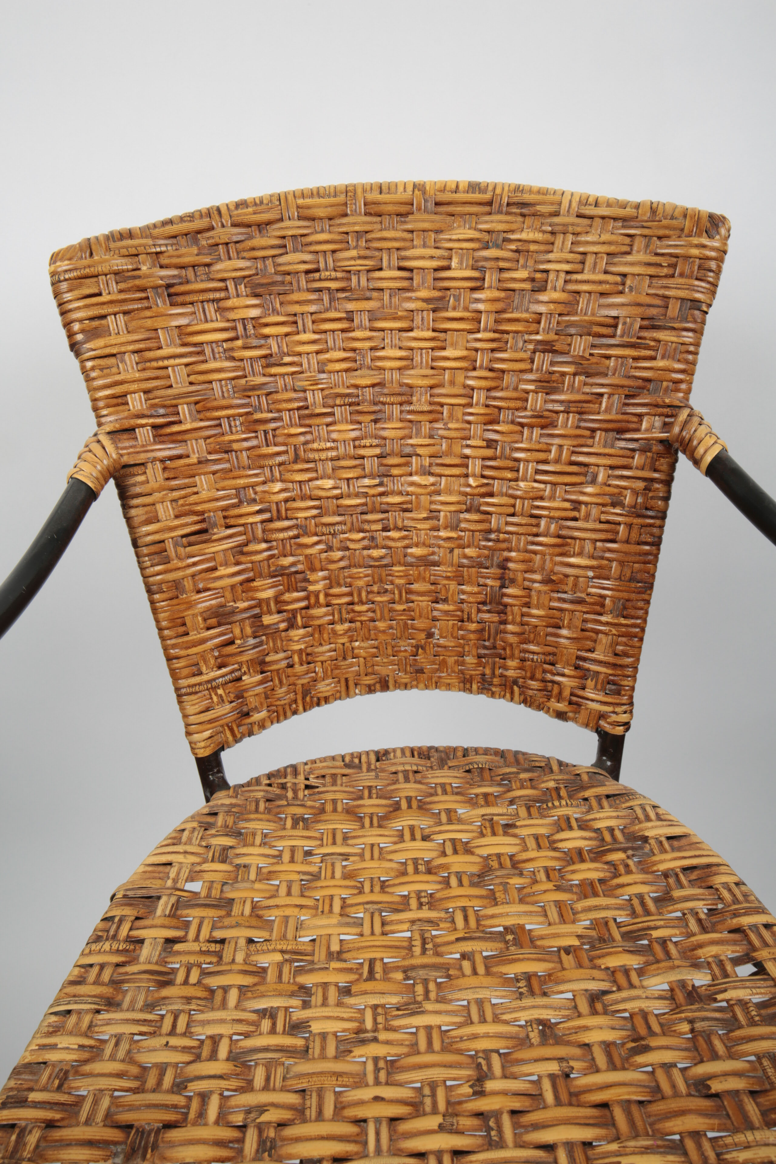 Pair of Rattan and Metal Barstools