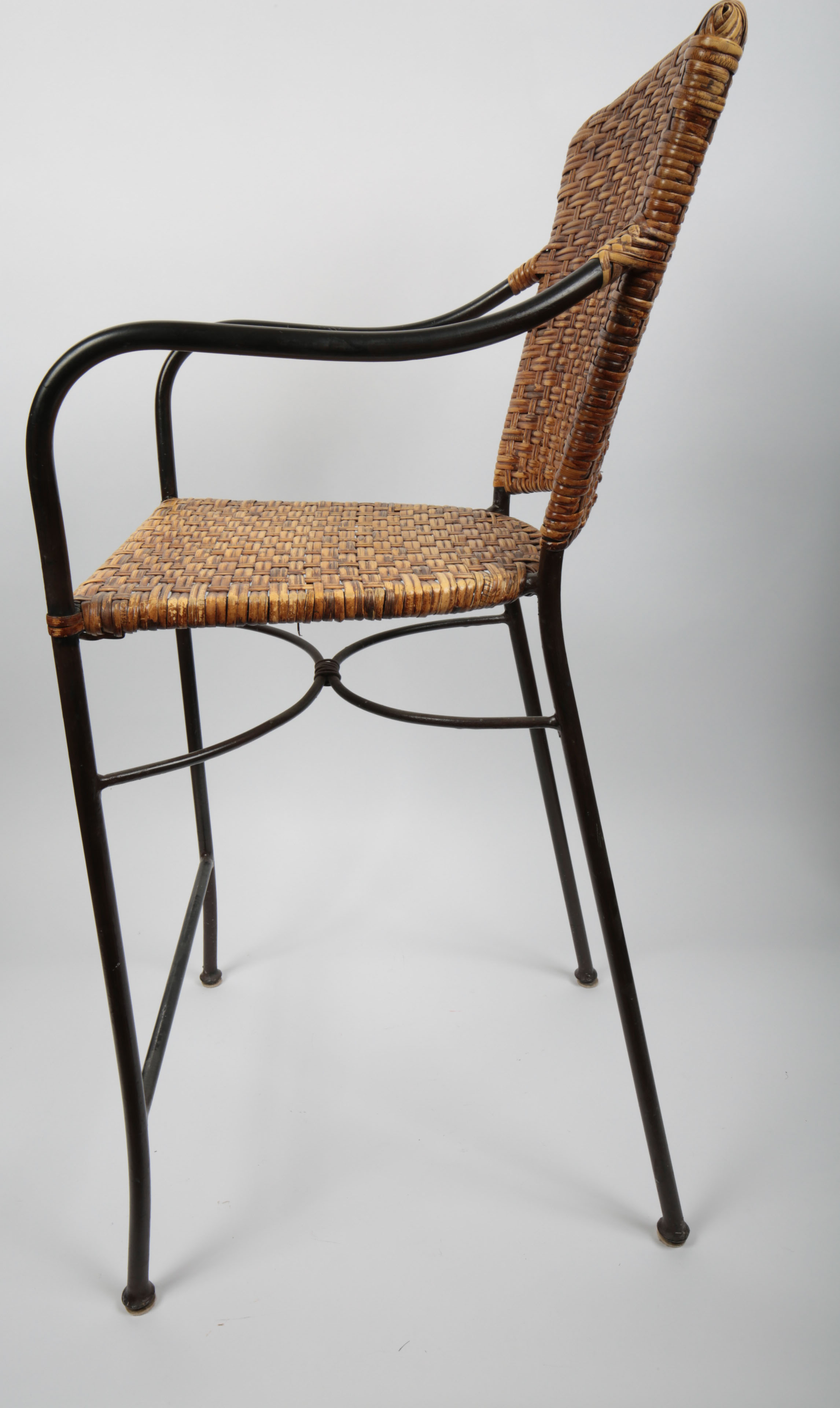 Pair of Rattan and Metal Barstools