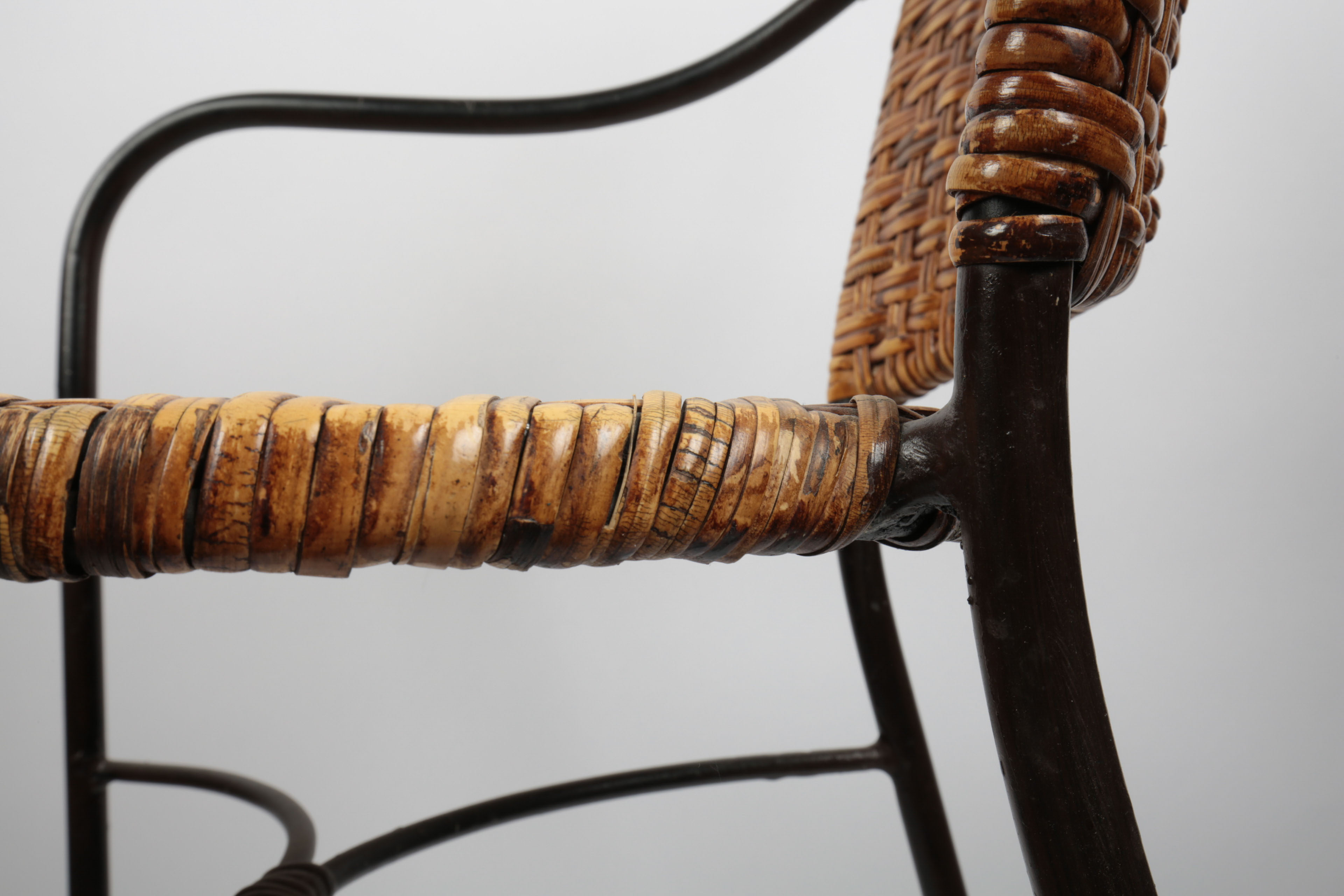 Pair of Rattan and Metal Barstools