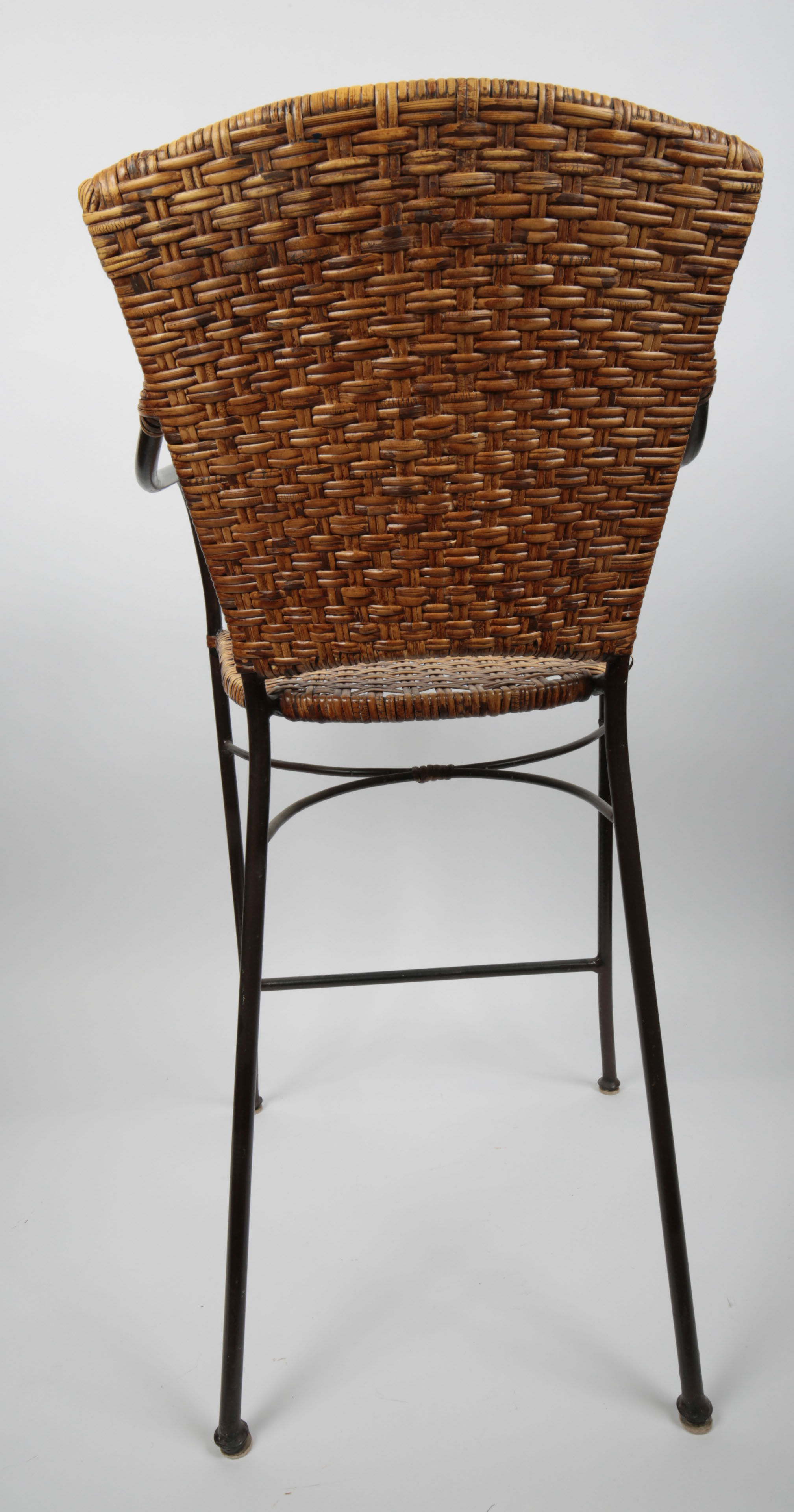 Pair of Rattan and Metal Barstools