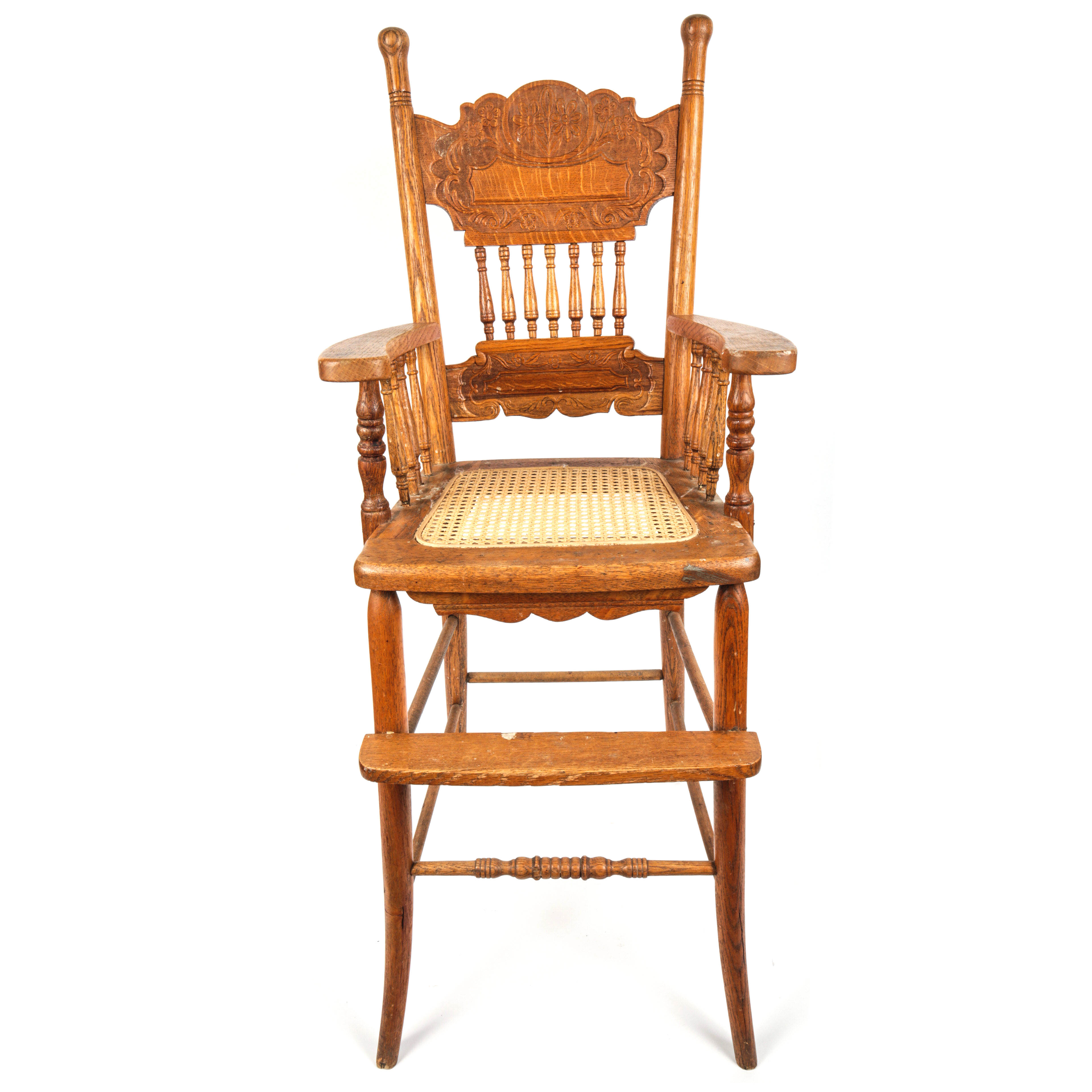 Vintage Press-Back Golden Oak Highchair