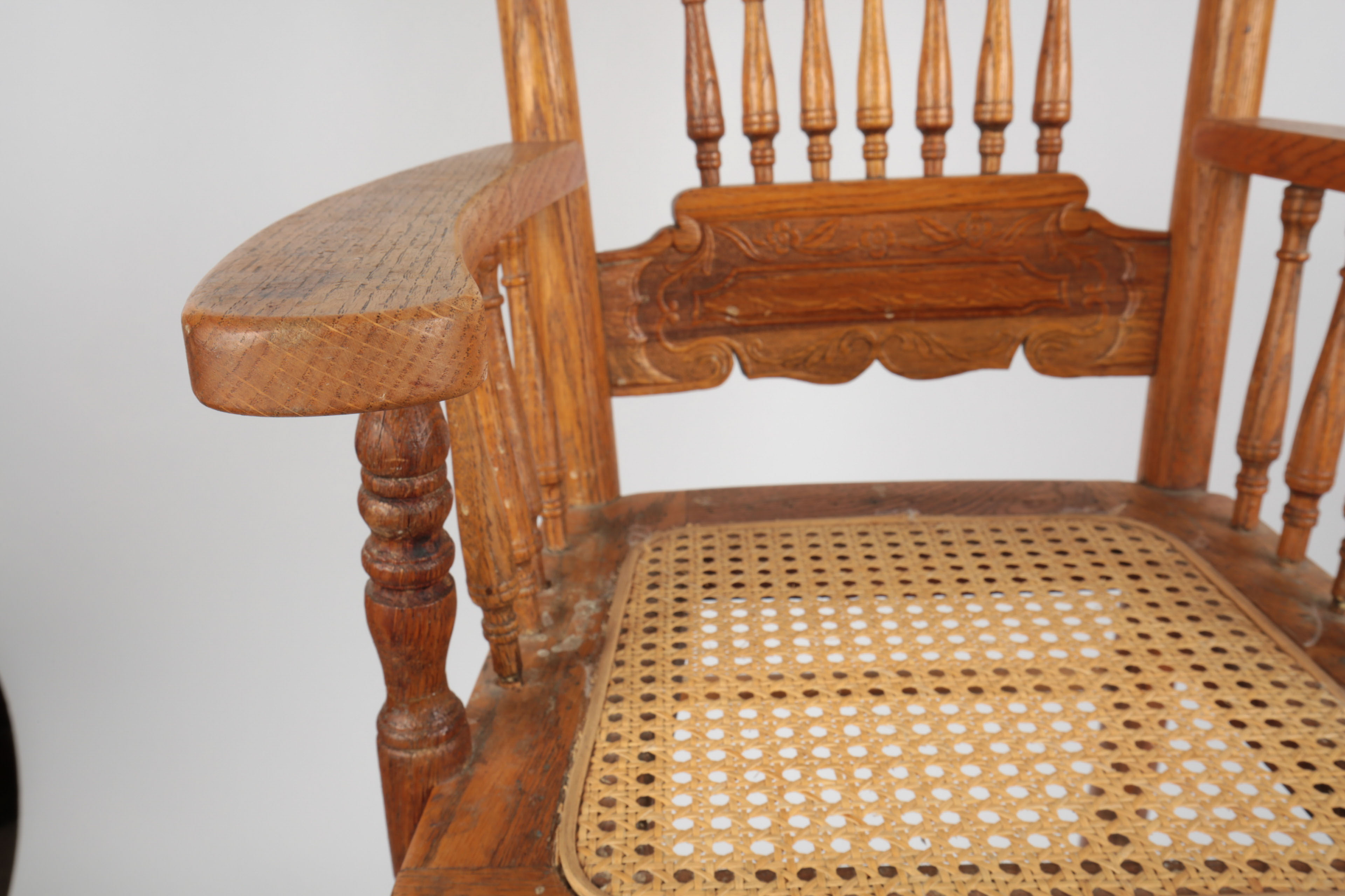 Vintage Press-Back Golden Oak Highchair