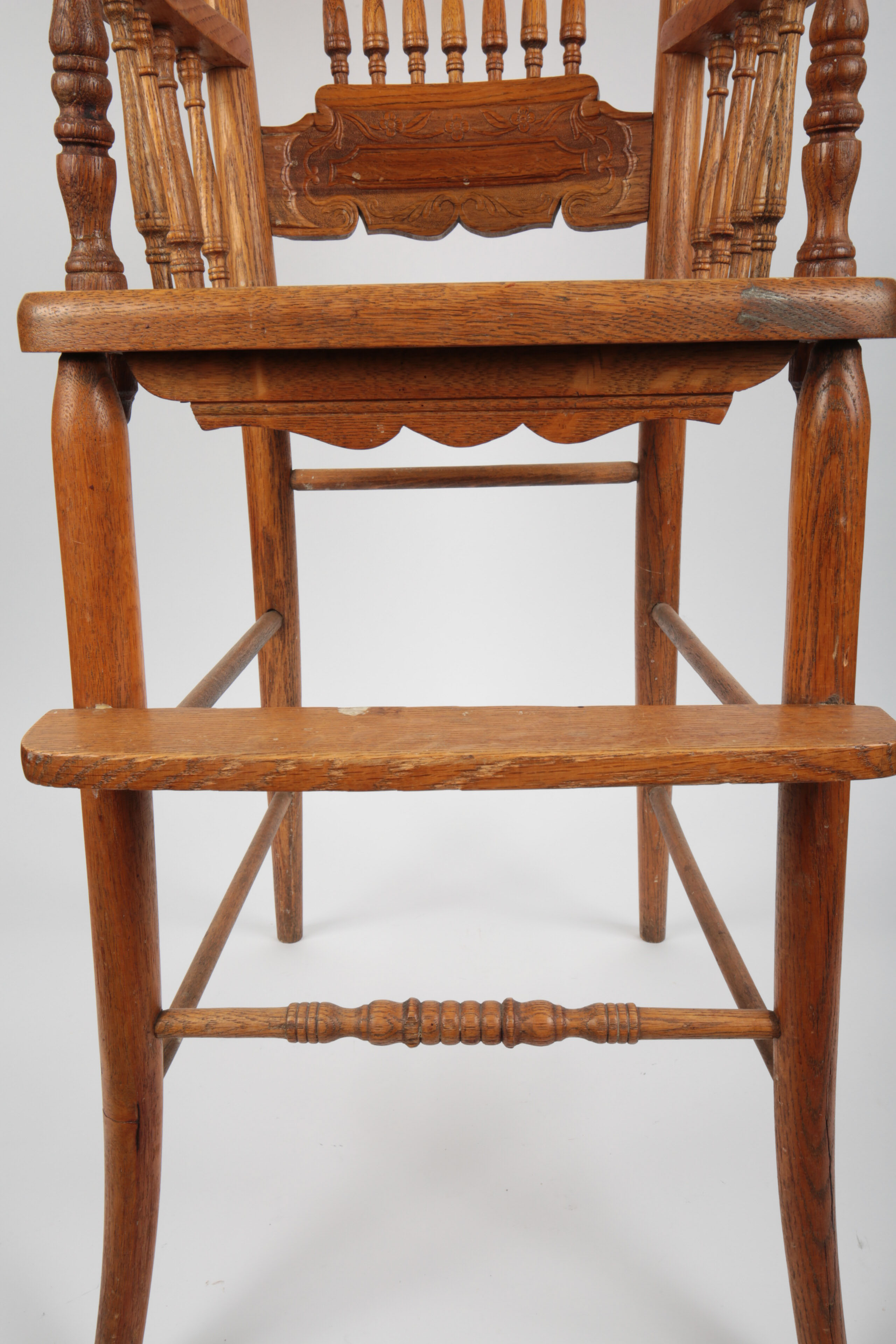 Vintage Press-Back Golden Oak Highchair