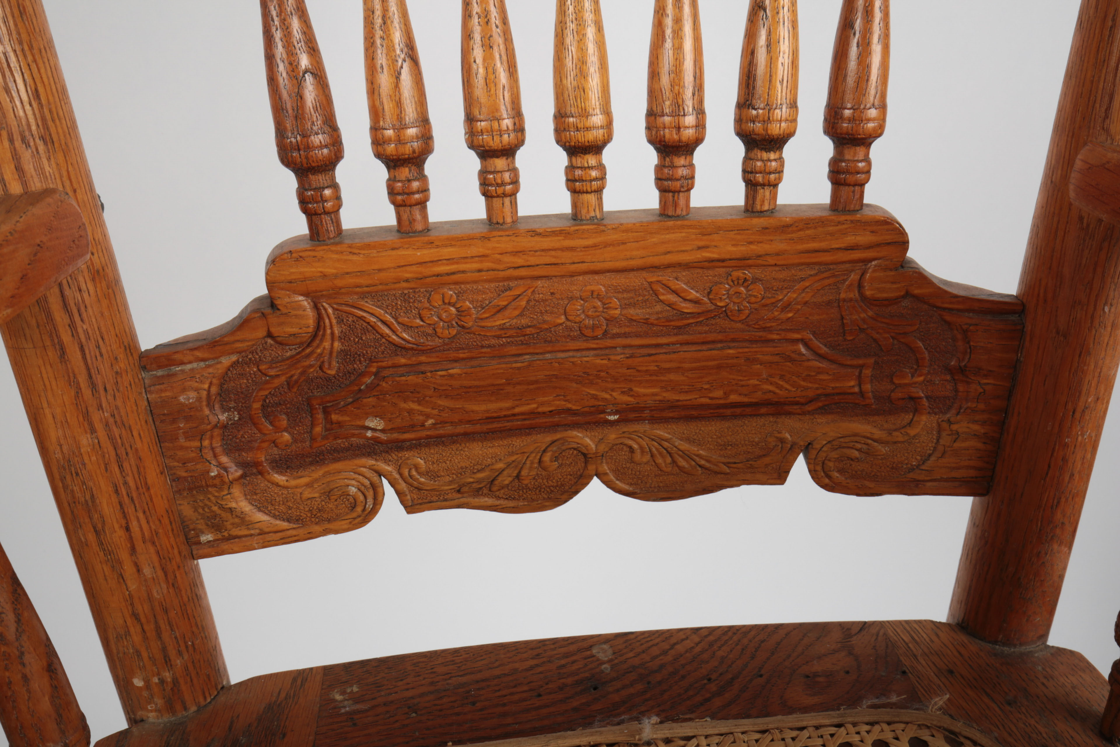 Vintage Press-Back Golden Oak Highchair