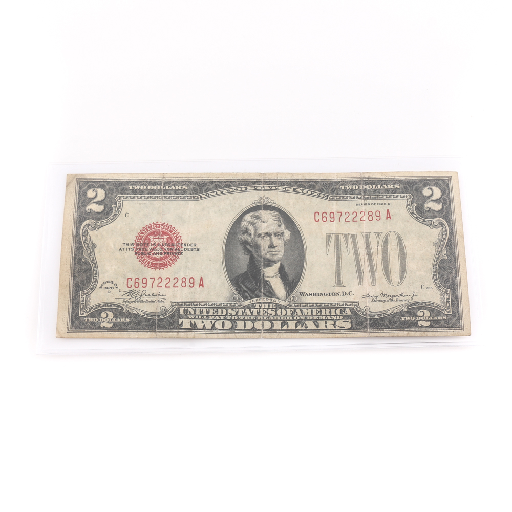Series 1928-D Red Seal $2 Bill