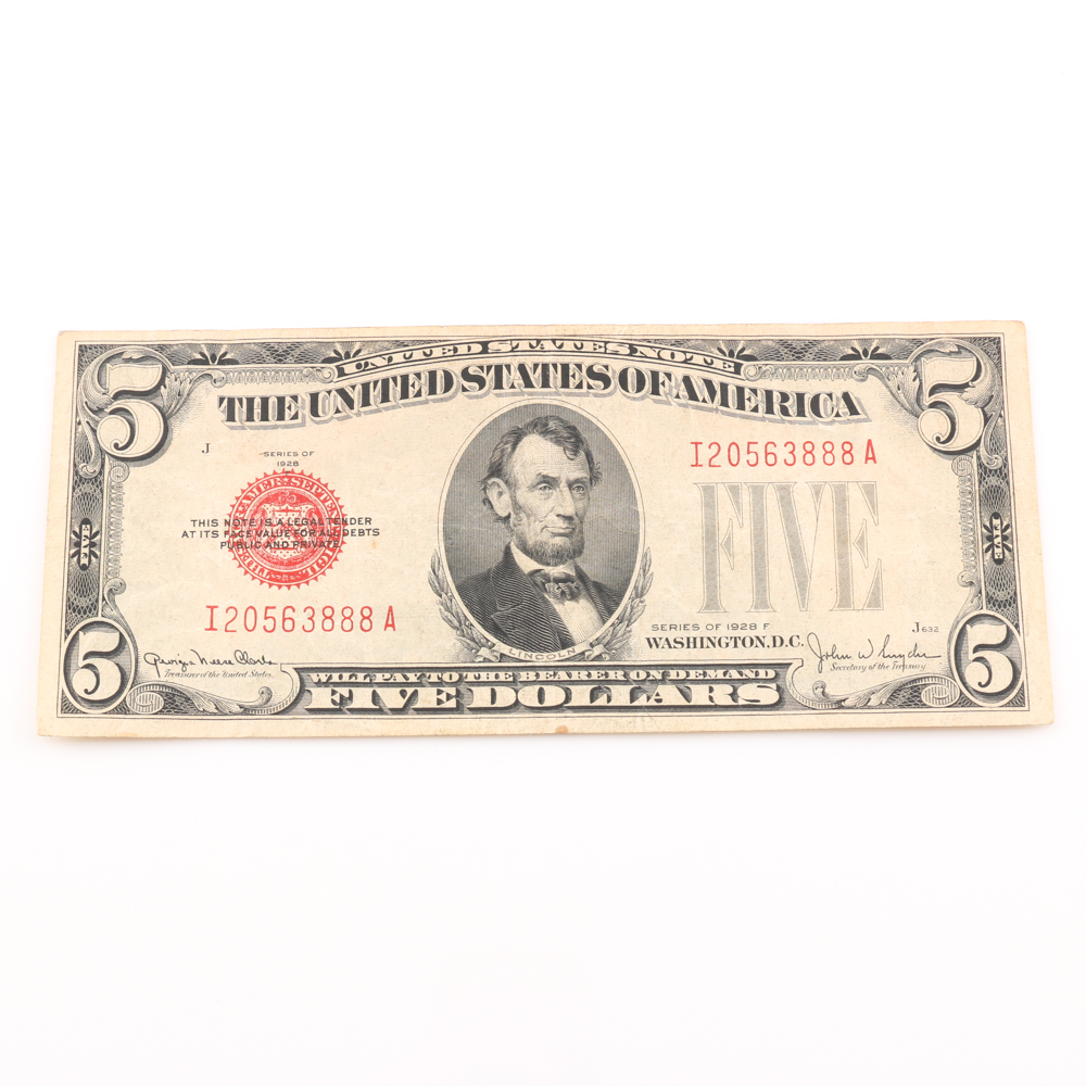 Series 1928-F Red Seal $5 Bill