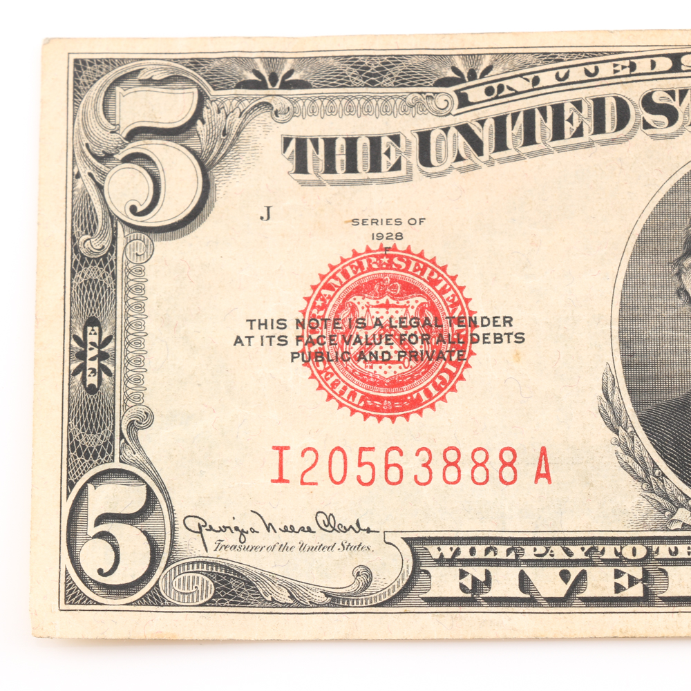 Series 1928-F Red Seal $5 Bill