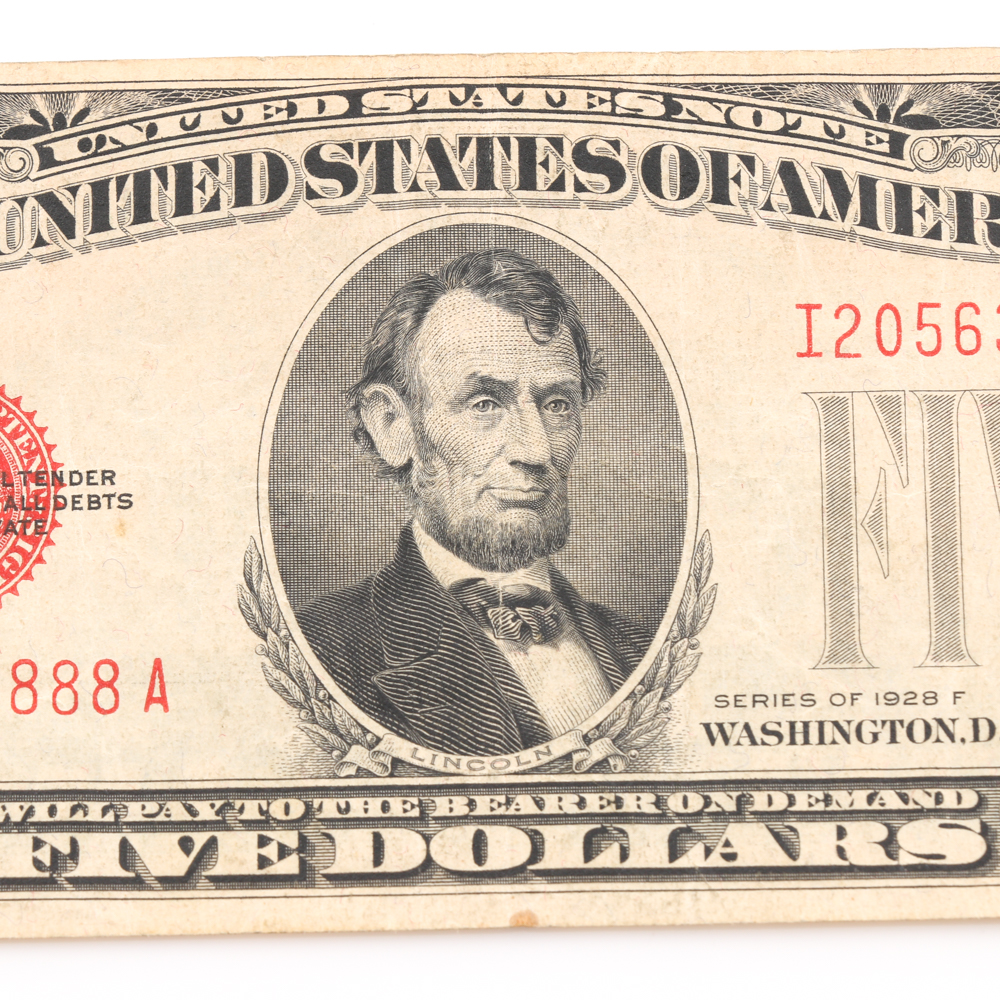 Series 1928-F Red Seal $5 Bill