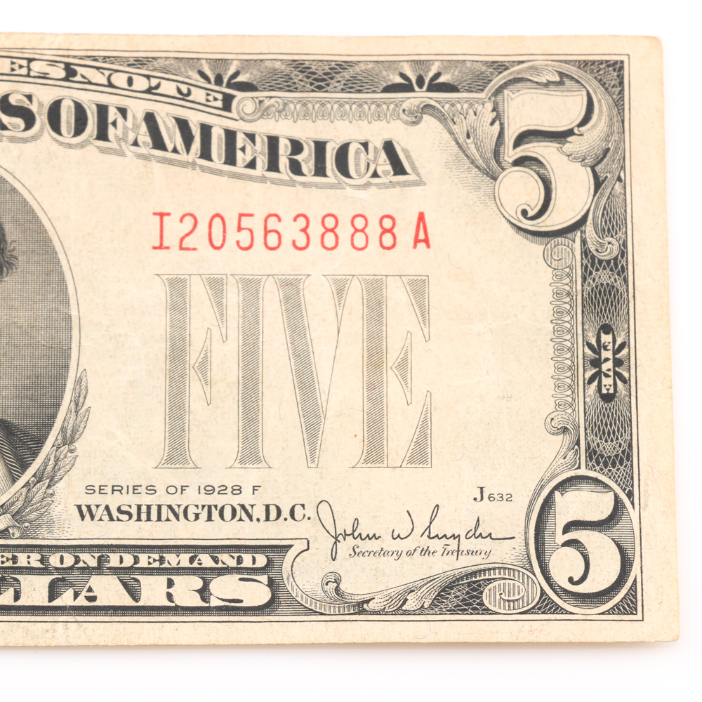 Series 1928-F Red Seal $5 Bill