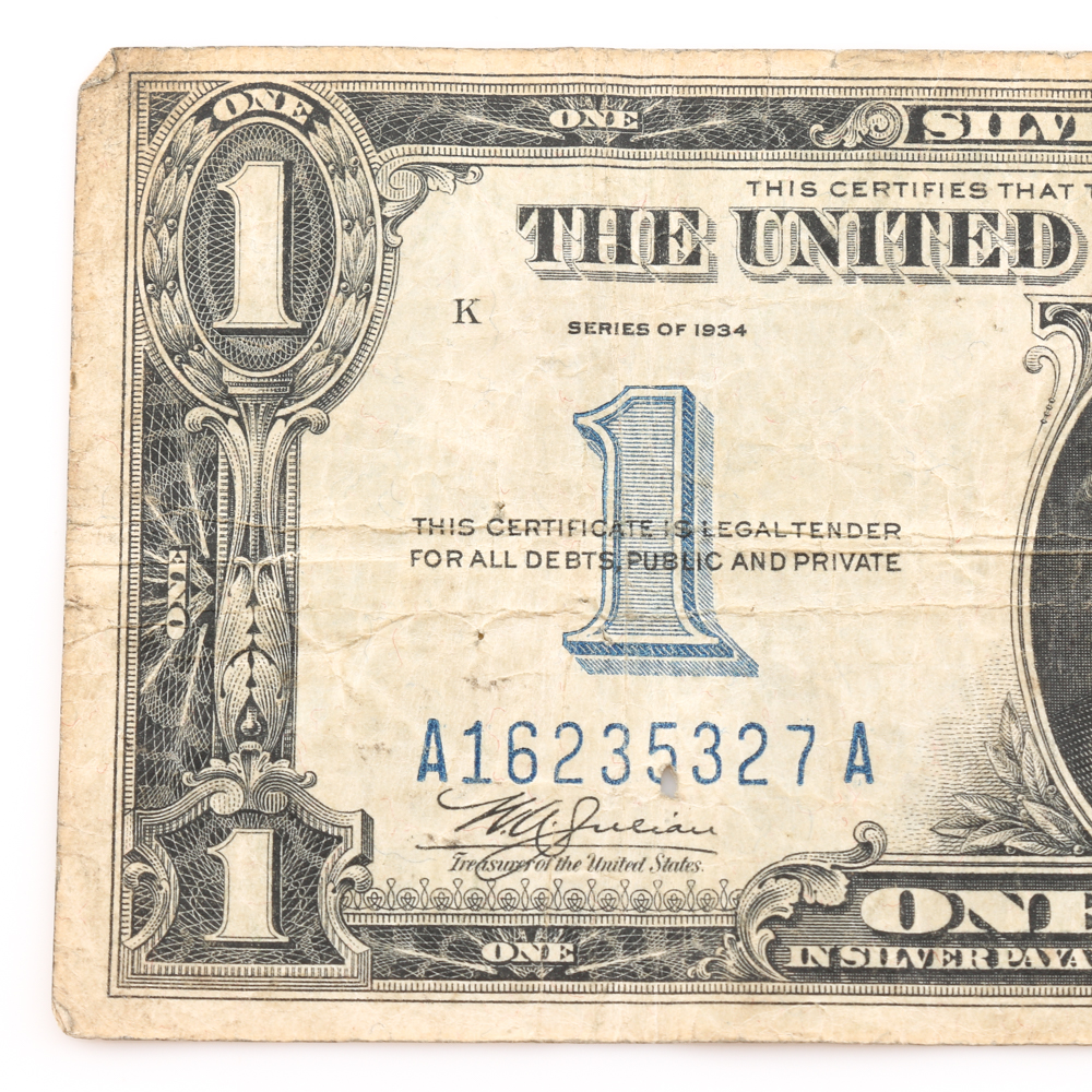 Series 1928-A and 1934 Blue Seal $1 Silver Certificates