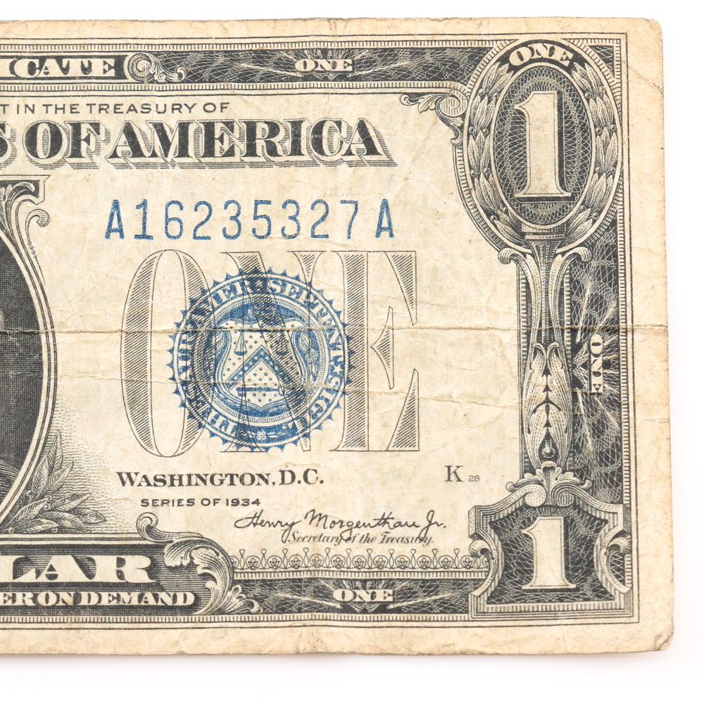 Series 1928-A and 1934 Blue Seal $1 Silver Certificates