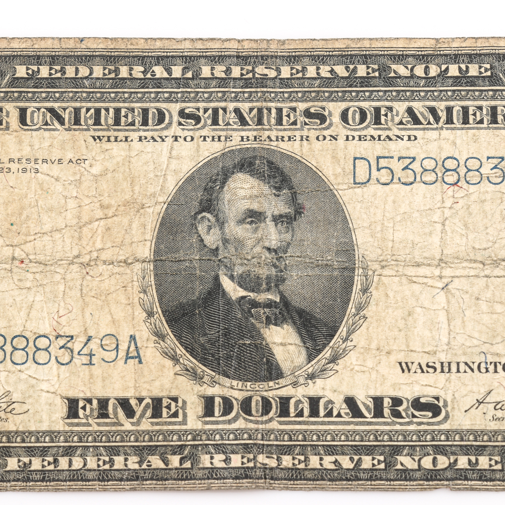 Series 1914 Blue Seal $5 Bill