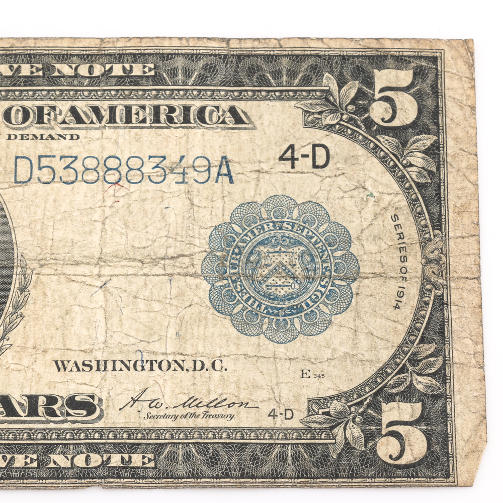 Series 1914 Blue Seal $5 Bill