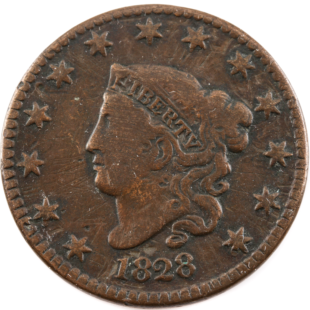 1828 Coronet Hair Cent